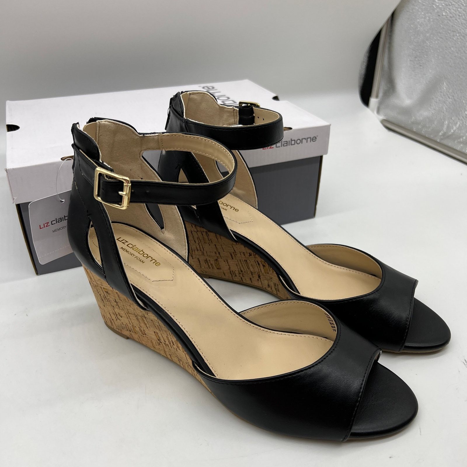 Other Liz Claiborne Womens Octavia Wedge Sandals Black Size 10M Size US 10 / IT 40 - 2 Thumbnail