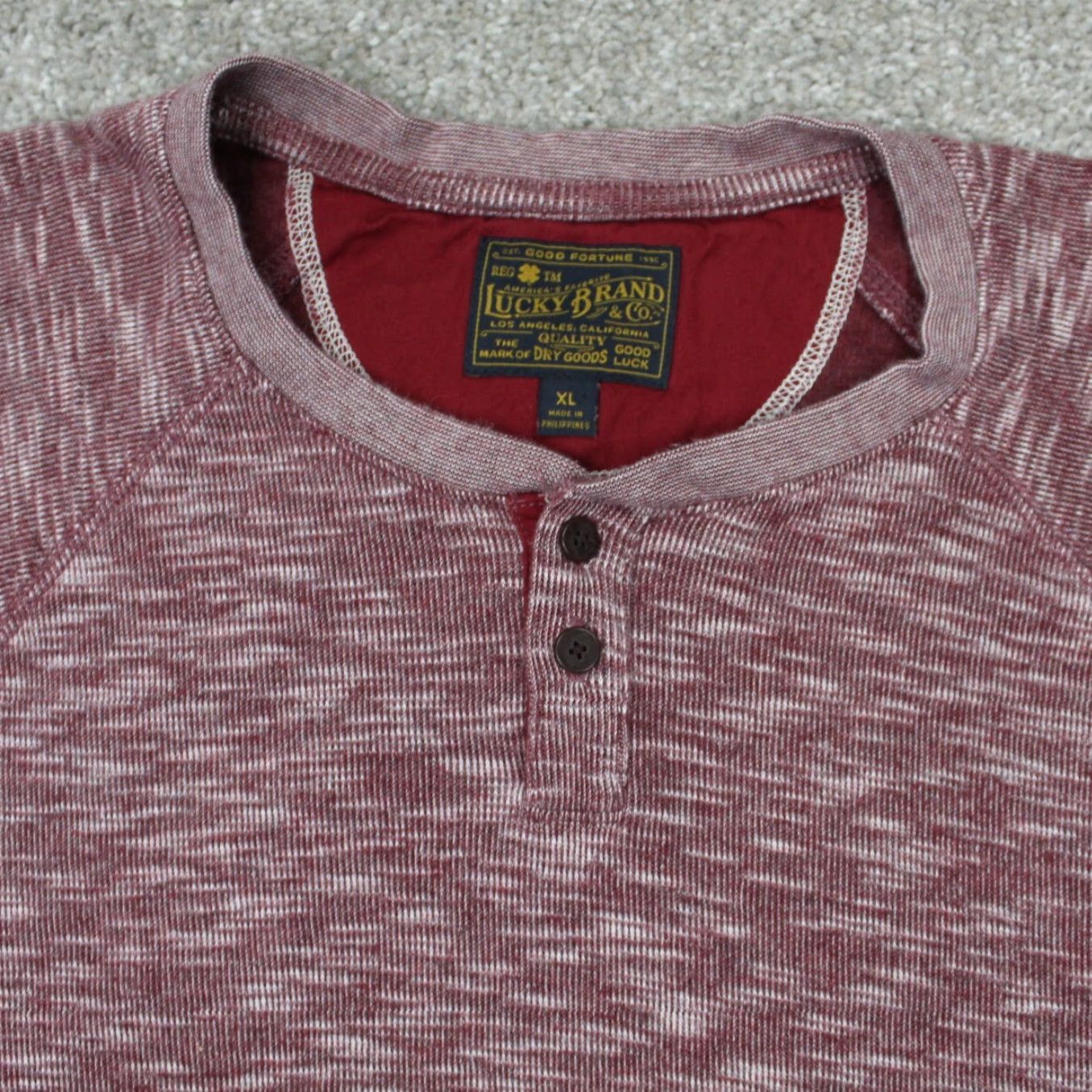 Lucky Brand Lucky Brand Henley Shirt Mens XL Red 100% Cotton Long Sleeve Pullover Shirt Size US XL / EU 56 / 4 - 5 Thumbnail