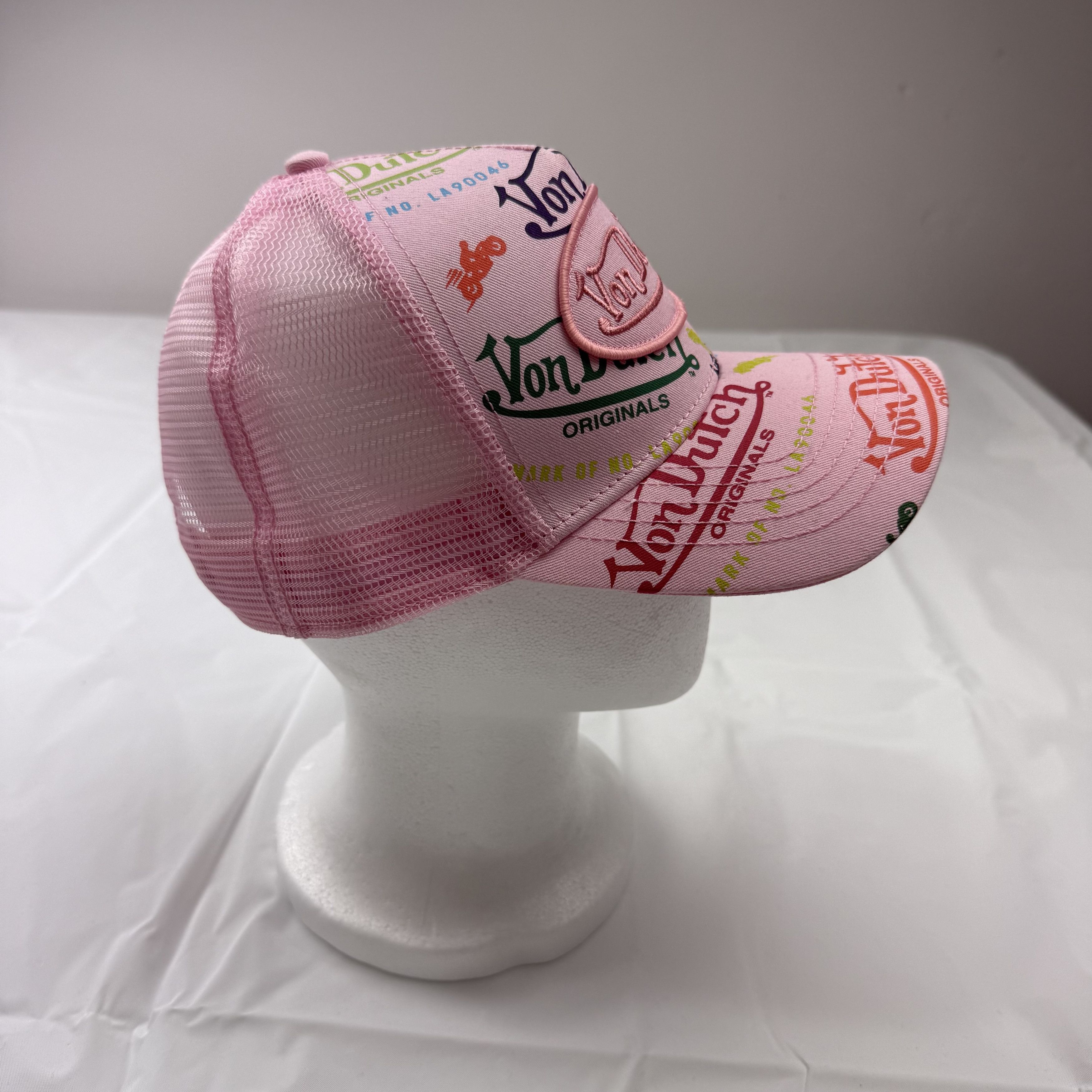 Von Dutch Von Dutch Pink Print Trucker Hat Snapback Y2K Retro Cap Size ONE SIZE - 2 Thumbnail
