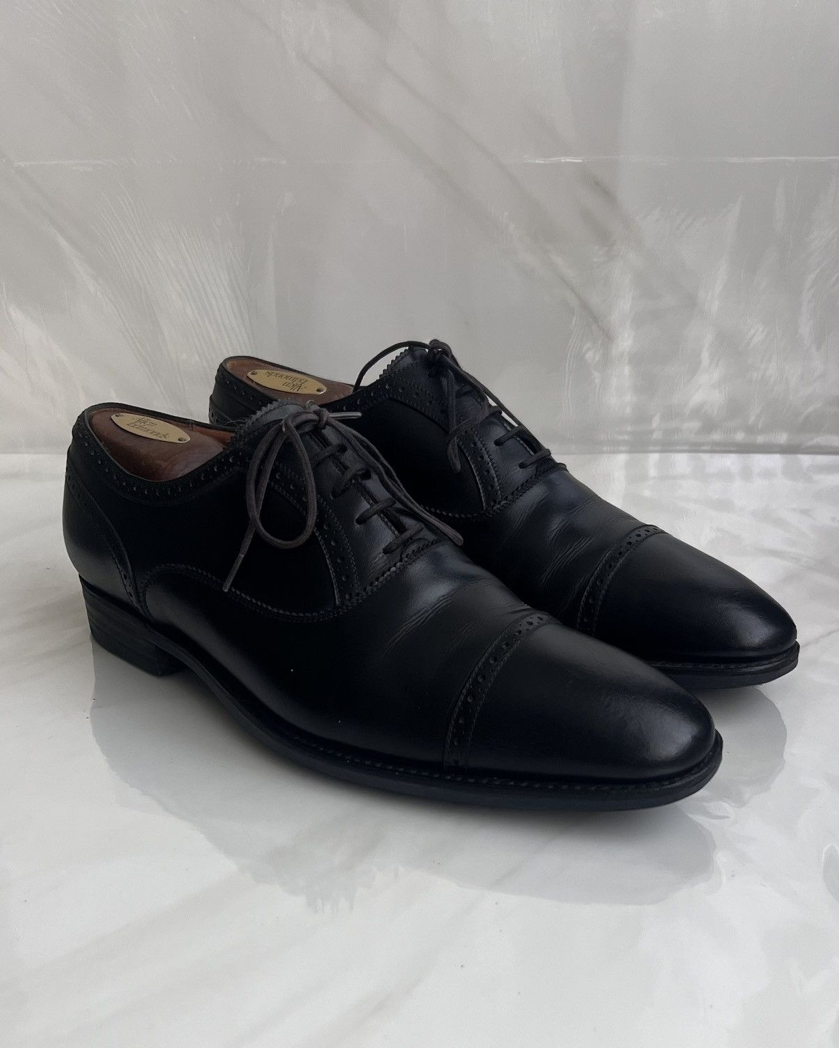 J.M. Weston J.M Weston Black Cap-Toe Quarter Brogue oxford Dress shoe Size US 7 / EU 40 - 1 Thumbnail
