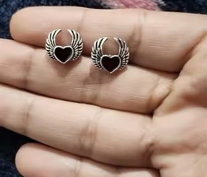 Jewelry Red Heart with Wing Stud Earring Size ONE SIZE - 4 Thumbnail