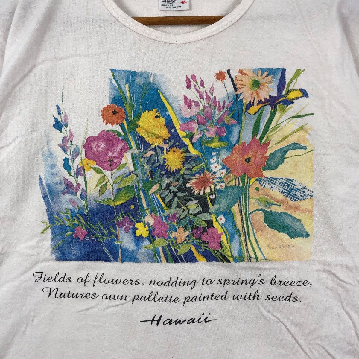 Vintage Vintage ART FLOWER HAWAII Blossom Quotes T-Shirt Size M / US 6-8 / IT 42-44 - 3 Thumbnail