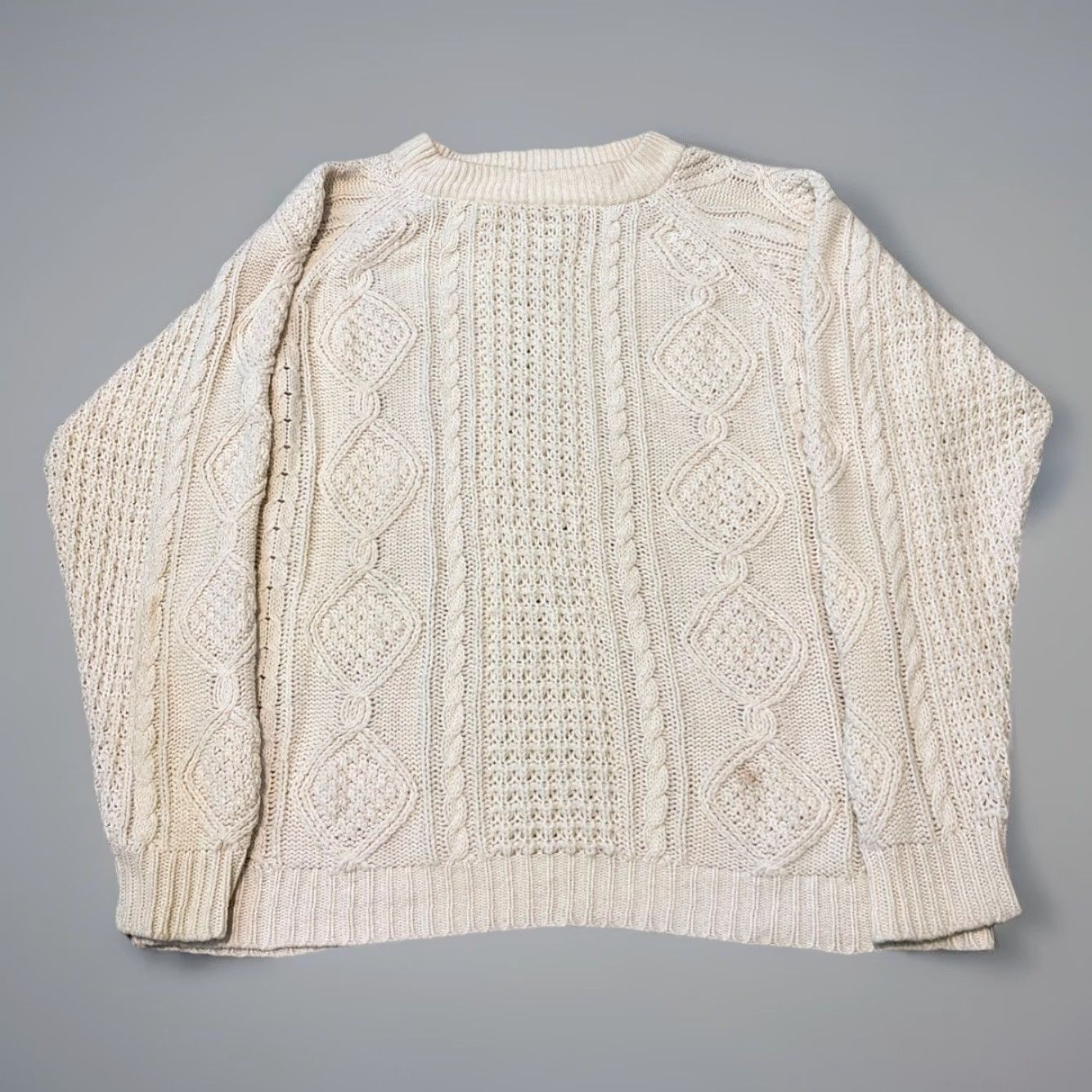 Patricia Nash VINTAGE Patrician Wool? Wait: Original uses Cotton. Correct: Patrician White Cable-Knit Cotton Sweater Pullover 2XL Men 80s Size US XXL / EU 58 / 5 - 2 Thumbnail