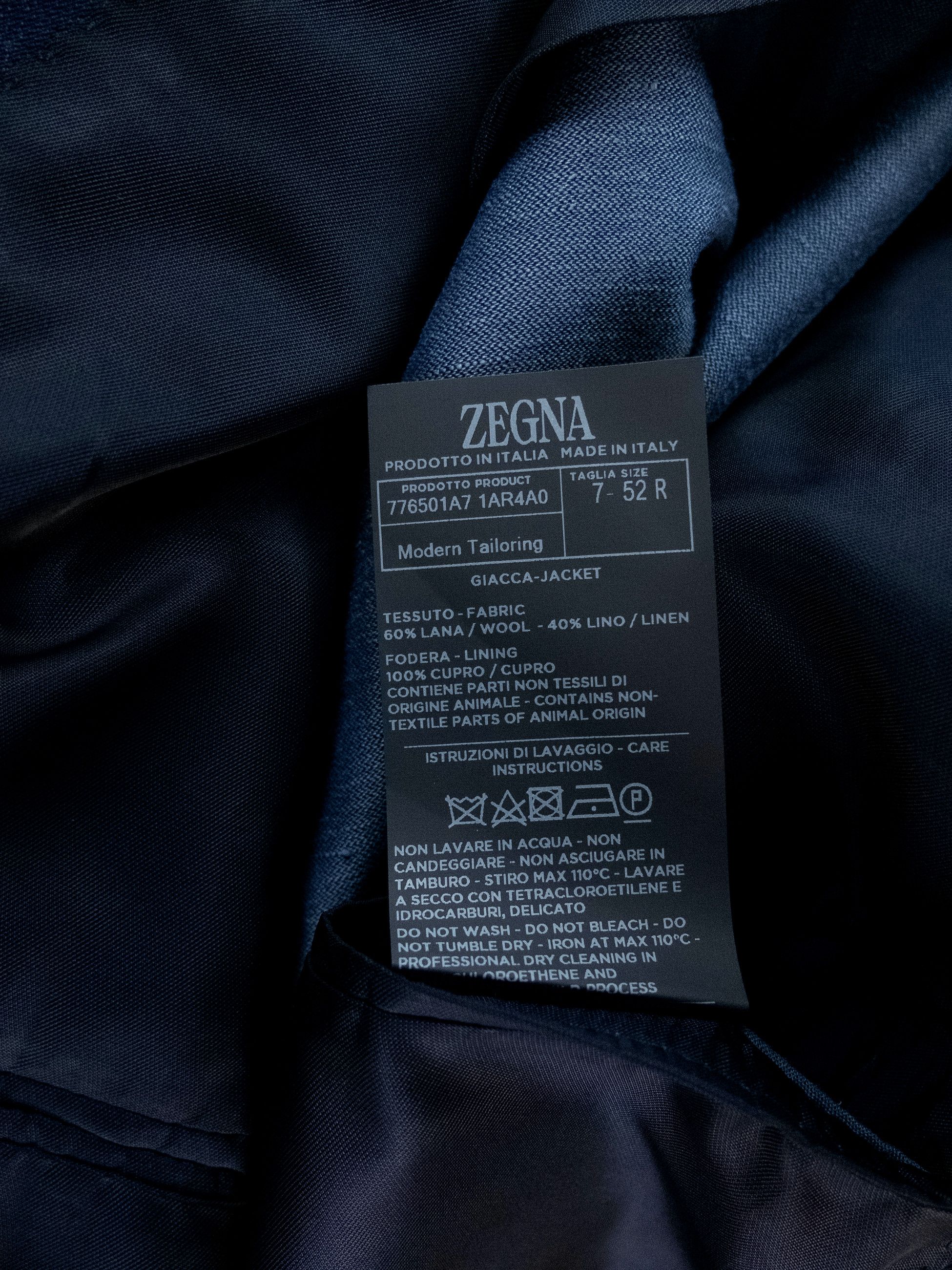 Ermenegildo Zegna ZEGNA Trofoe Summer navy blue wool linen blazer 42R Size 42R - 12 Thumbnail