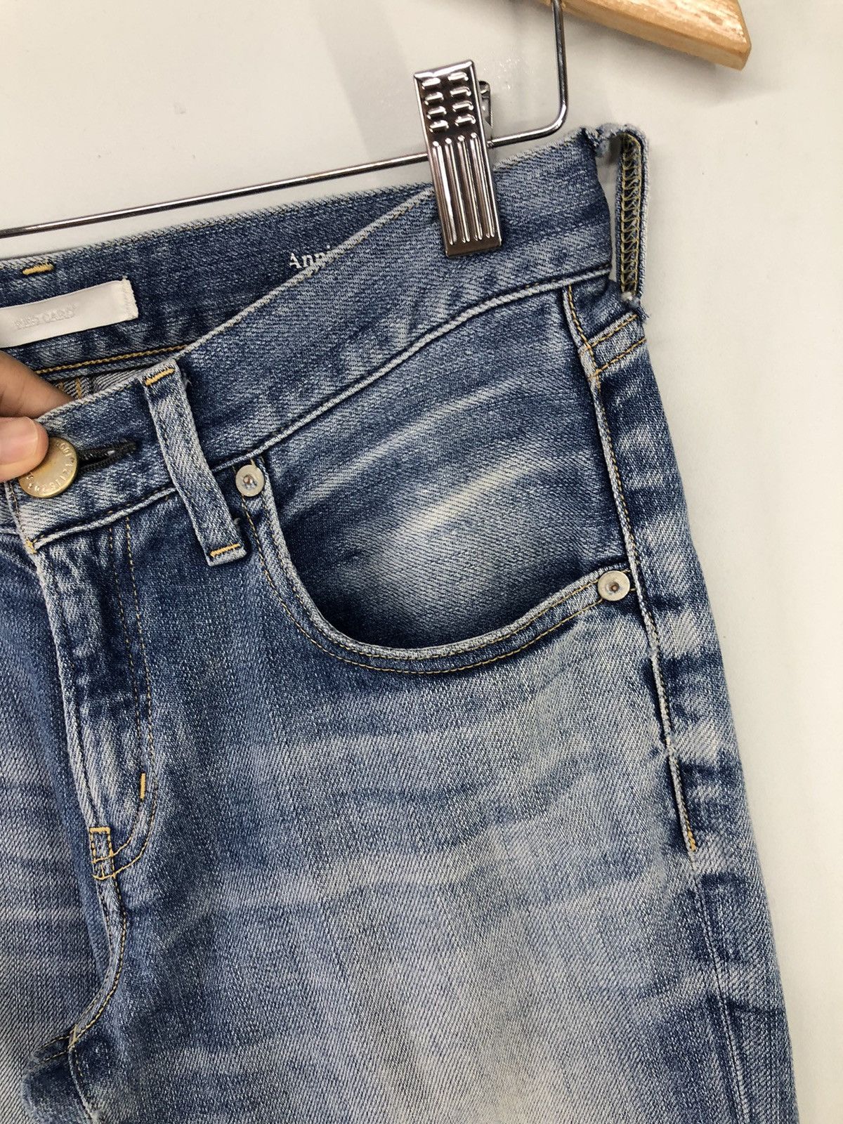 Japanese Brand Red Card Anniversary 25th Distressed Faded Blue Jeans Size US 28 / EU 44 - 8 Thumbnail