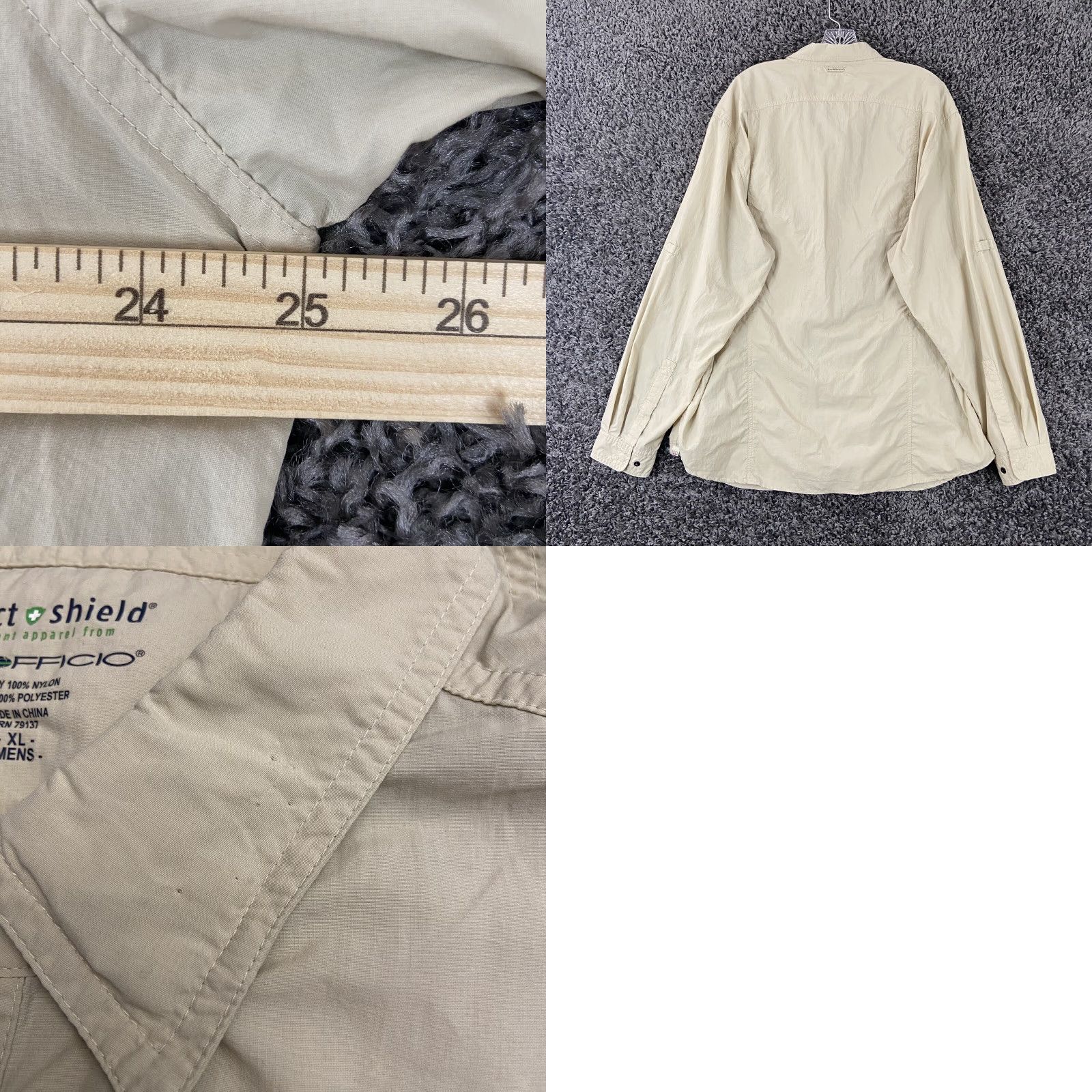 ExOfficio VINTAGE ExOfficio Inset Shield Men’s XL Beige Button-Up Long Sleeve Shirt Adult XL Beige Shirt Mens Size US XL / EU 56 / 4 - 8 Thumbnail