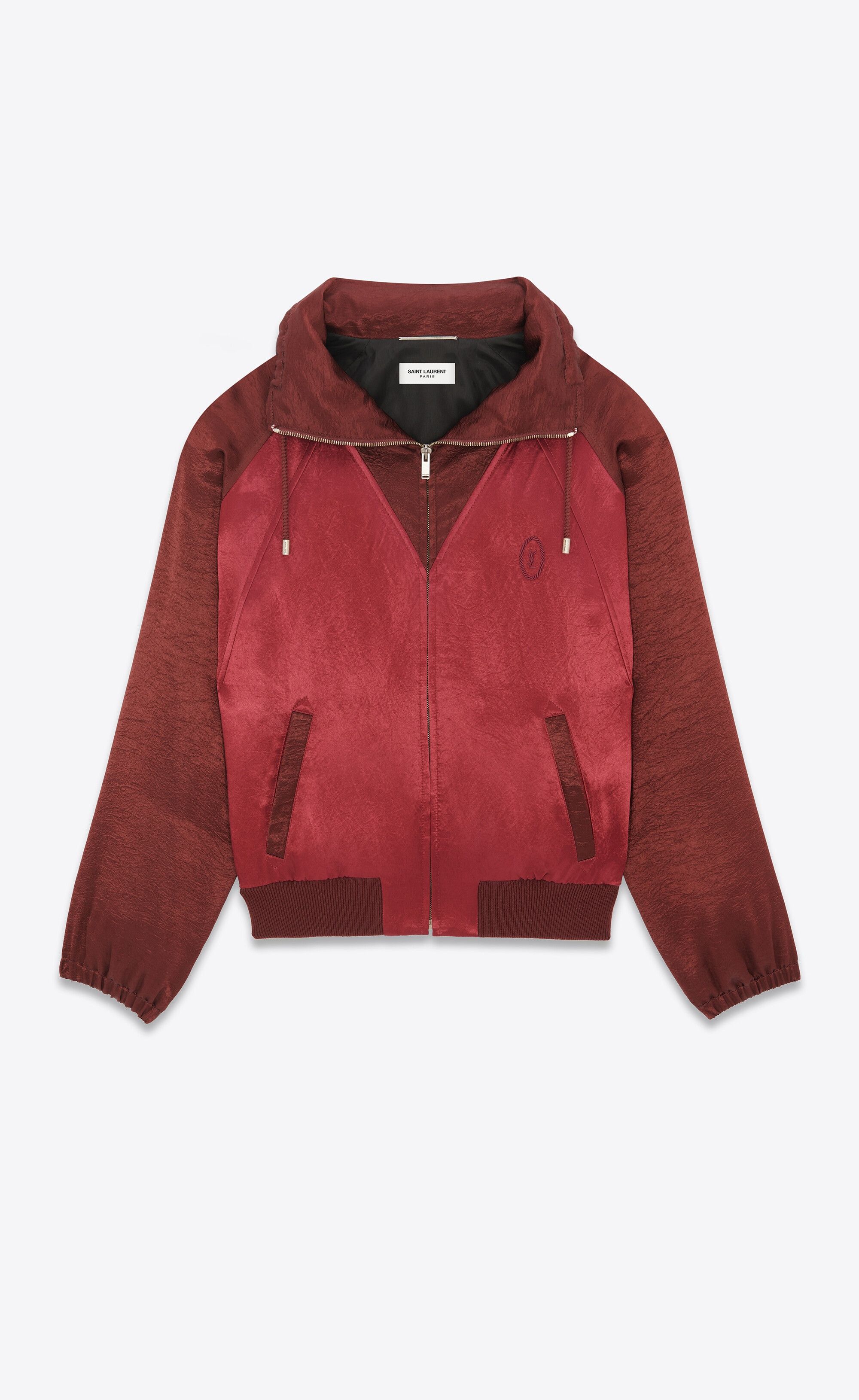 Saint Laurent Paris o1bcso1str0125 Cassandre Teddy Jacket In Satin in Bordeaux Size US S / EU 44-46 / 1 - 2 Thumbnail