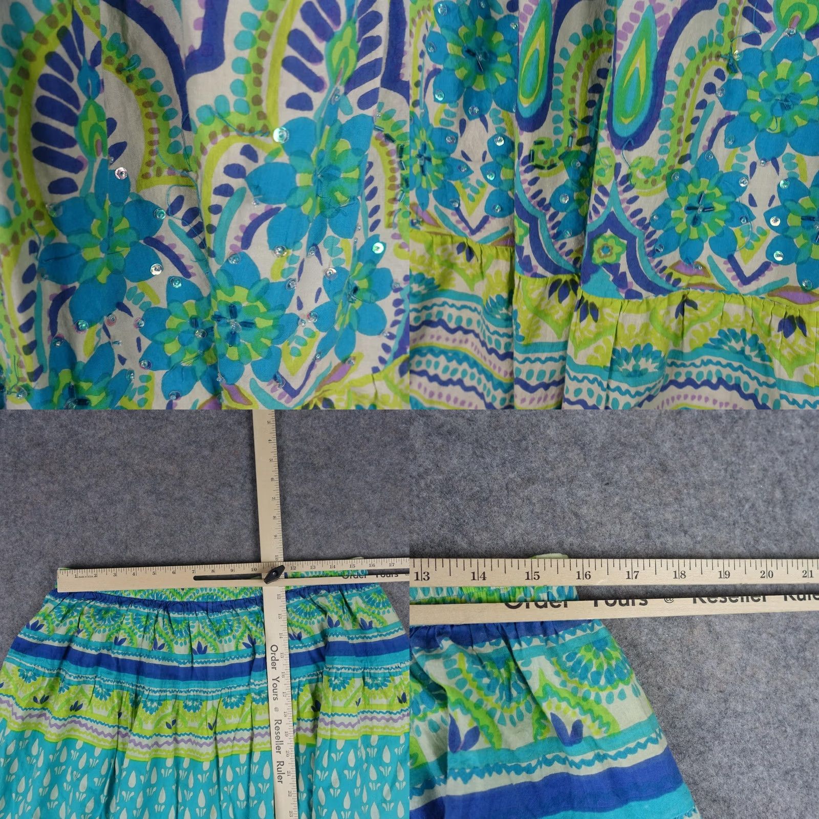 Vintage VINTAGE Phool Skirt Womens XL Turquoise Paisley Beaded Sequin Maxi Boho Summer VTG Size 36" / US 14 / IT 50 - 8 Thumbnail