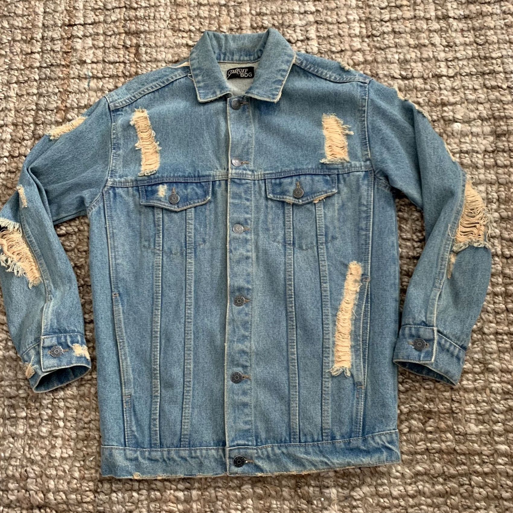 Bdg BDG Denim Jacket Womens Small Courtshop Distressed Blue Urban Outfitters Trucker 90s Size 28" / US 6 / IT 42 - 7 Thumbnail