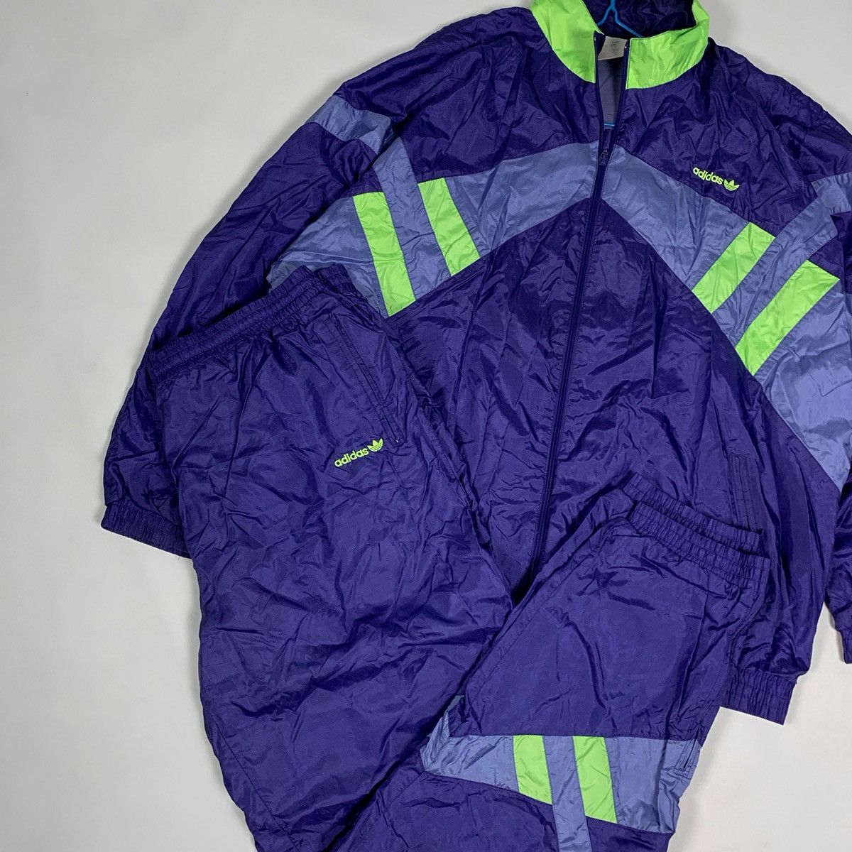Vintage 80s 90s Adidas Tracksuit Set Track Jacket Boxy Rave
