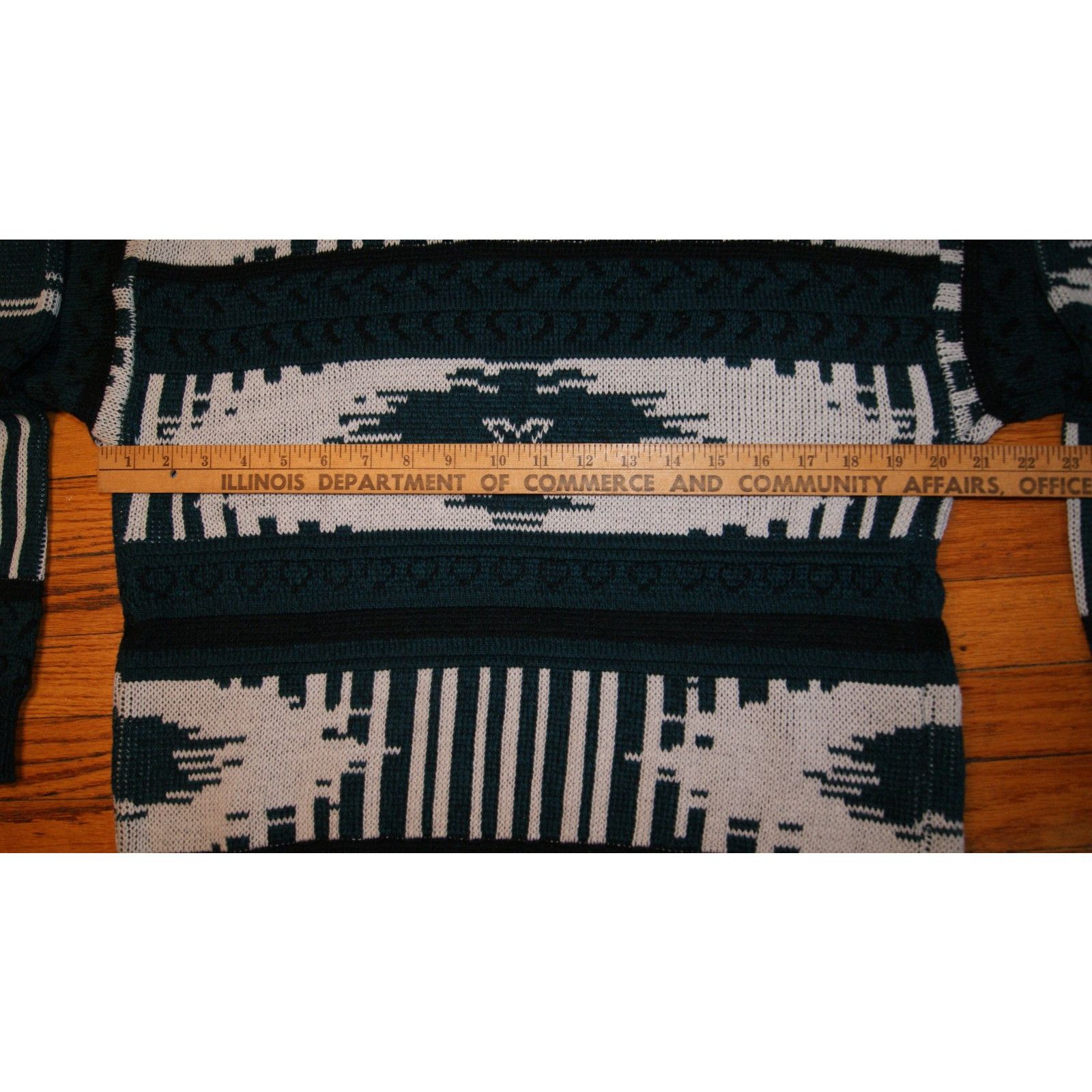 Vintage VTG Sweater Men L Teal Black Ivory Crewneck Geometric Modern Size US L / EU 52-54 / 3 - 5 Thumbnail