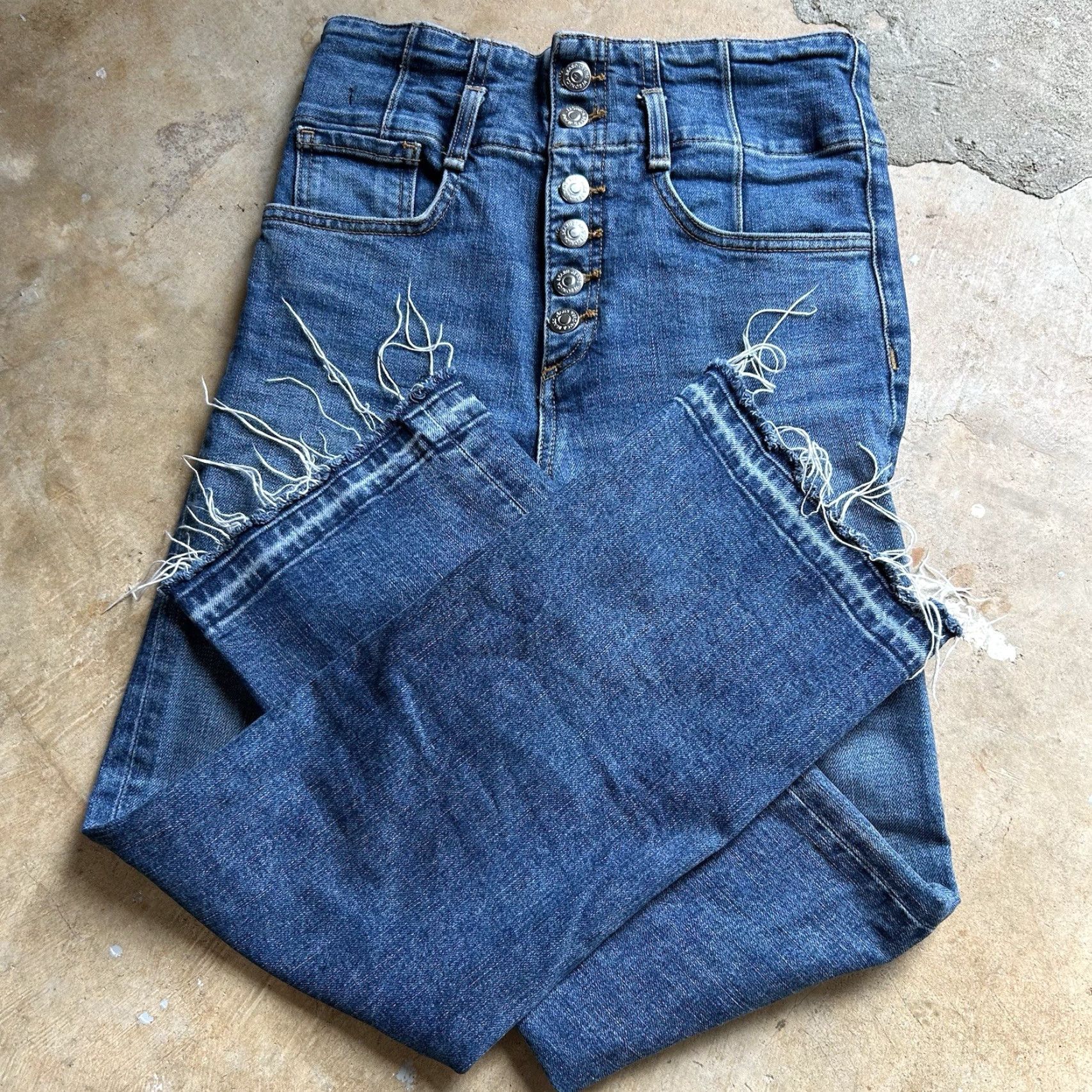 Veronica Beard VERONICA BEARD Marlene 12” Corset High Rise Distressed Flare Cropped Jeans Sz 26 Size 4XL / US 24-26 - 2 Thumbnail