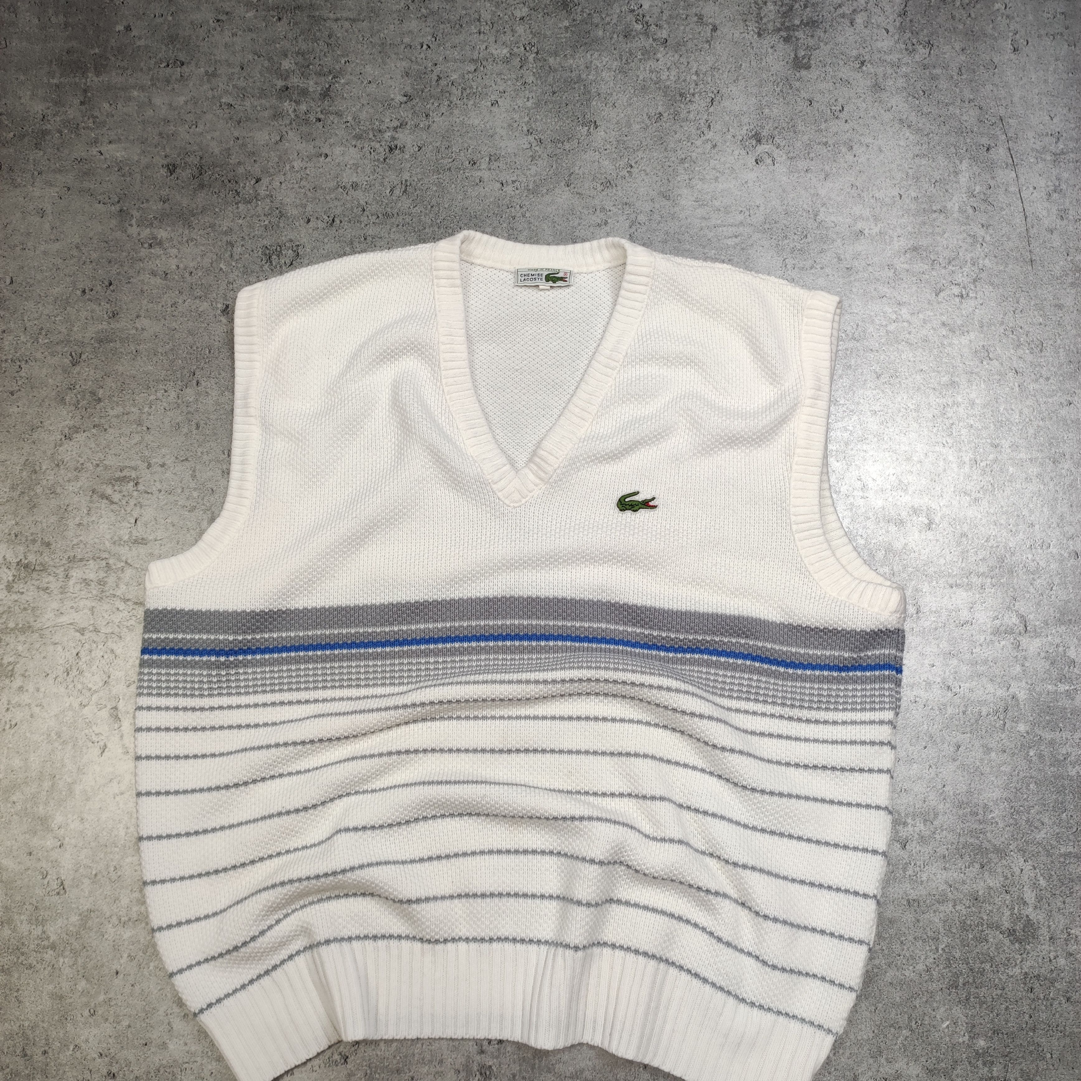 Lacoste × Vintage RARE Vintage 80s Lacoste France Logo Knited Sweater Vest Size US XL / EU 56 / 4 - 2 Thumbnail