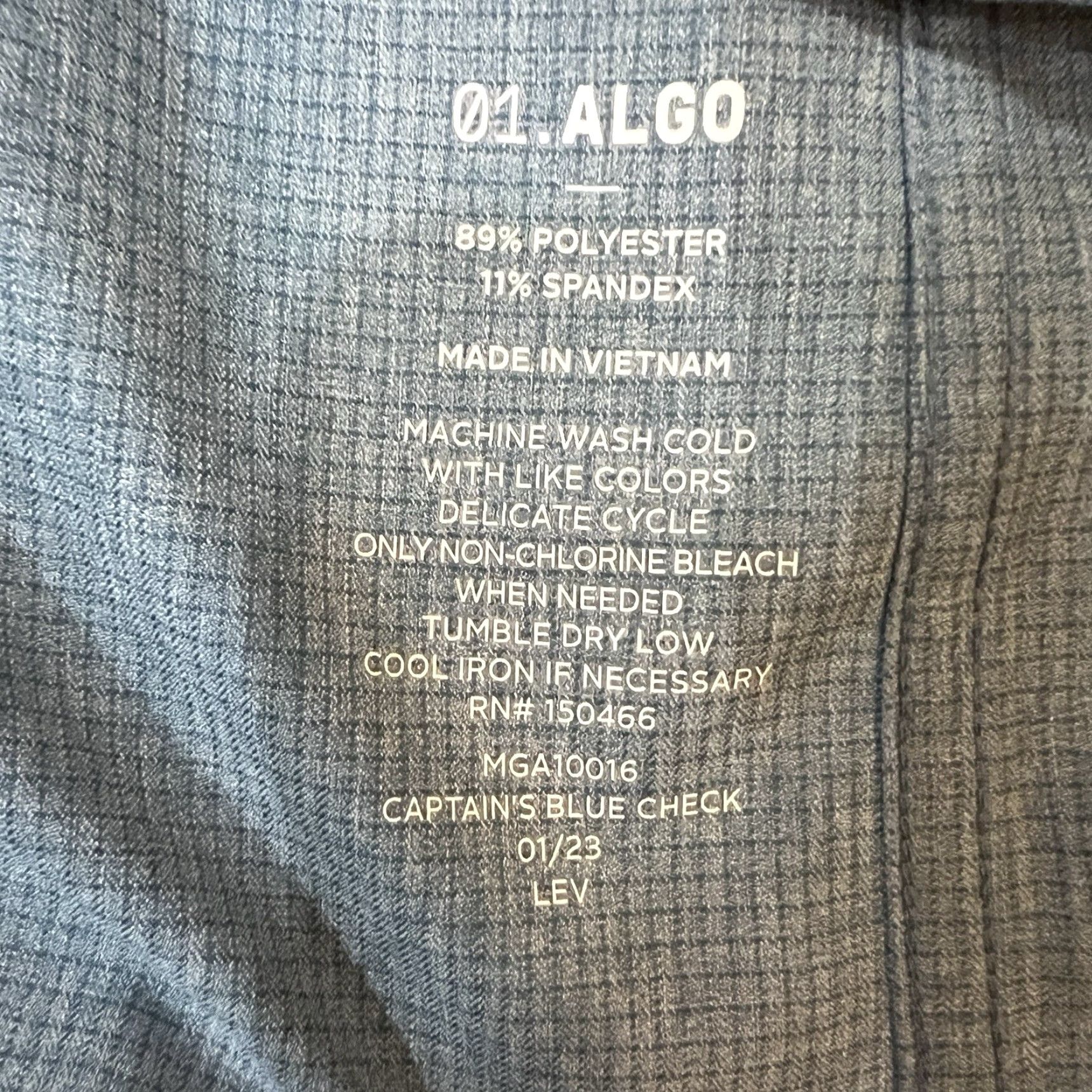 Vintage 01. Algo Mens 2XL Blue Performance UPF 40+ Long Sleeve Wicking Full Button Shirt Size US XXL / EU 58 / 5 - 7 Thumbnail