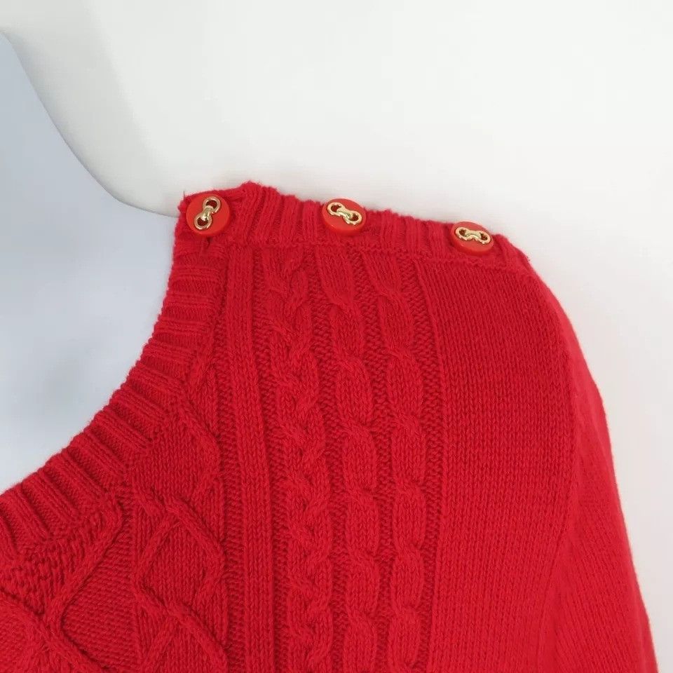 Charter Club Charter Club Red Cable Knit Sweater Gold Button Shoulder XL Size XL / US 12-14 / IT 48-50 - 3 Thumbnail