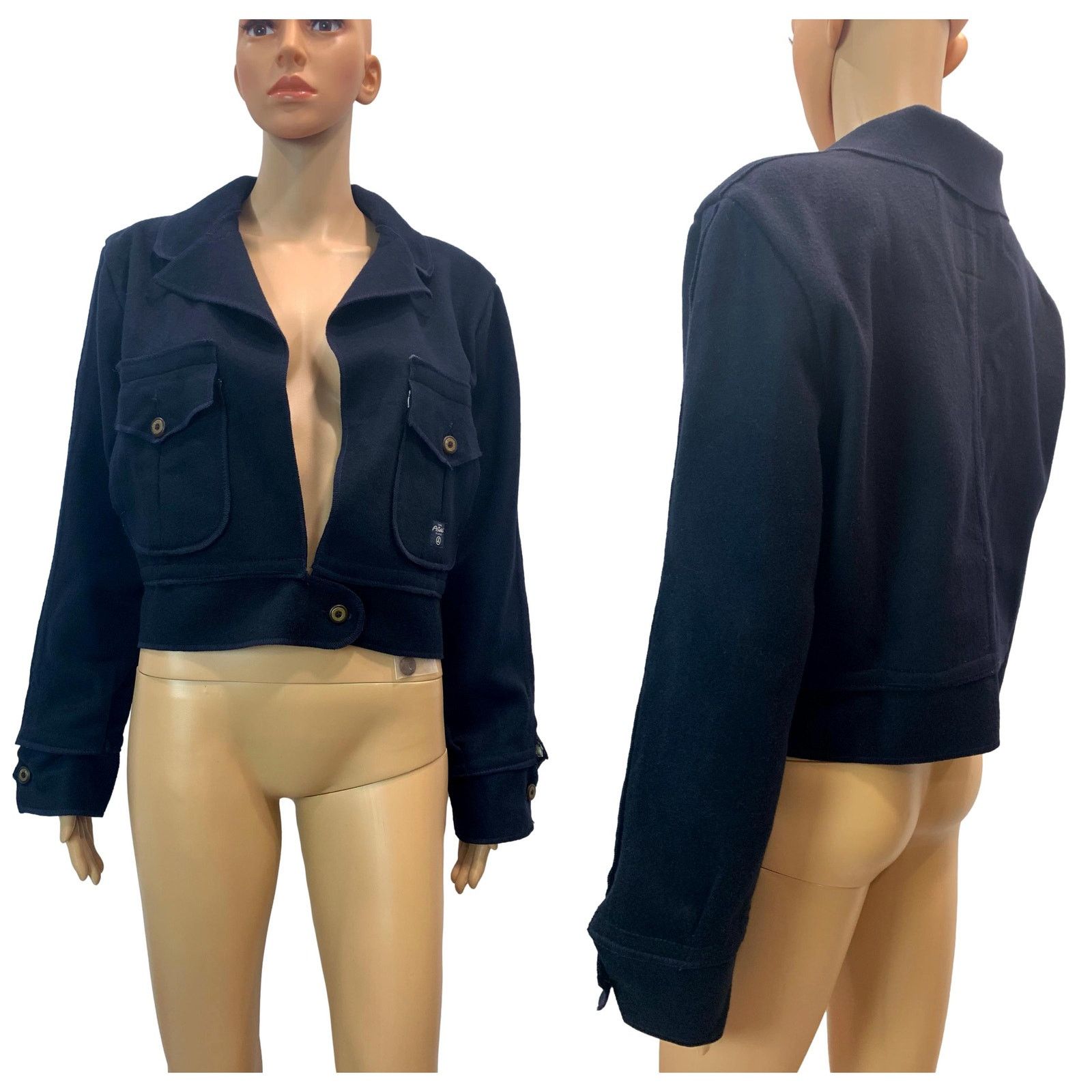 AG Adriano Goldschmied × Agolde A Gold E Goldschmied Navy Blue Military Casual Crop Jacket Size M / US 6-8 / IT 42-44 - 1 Thumbnail