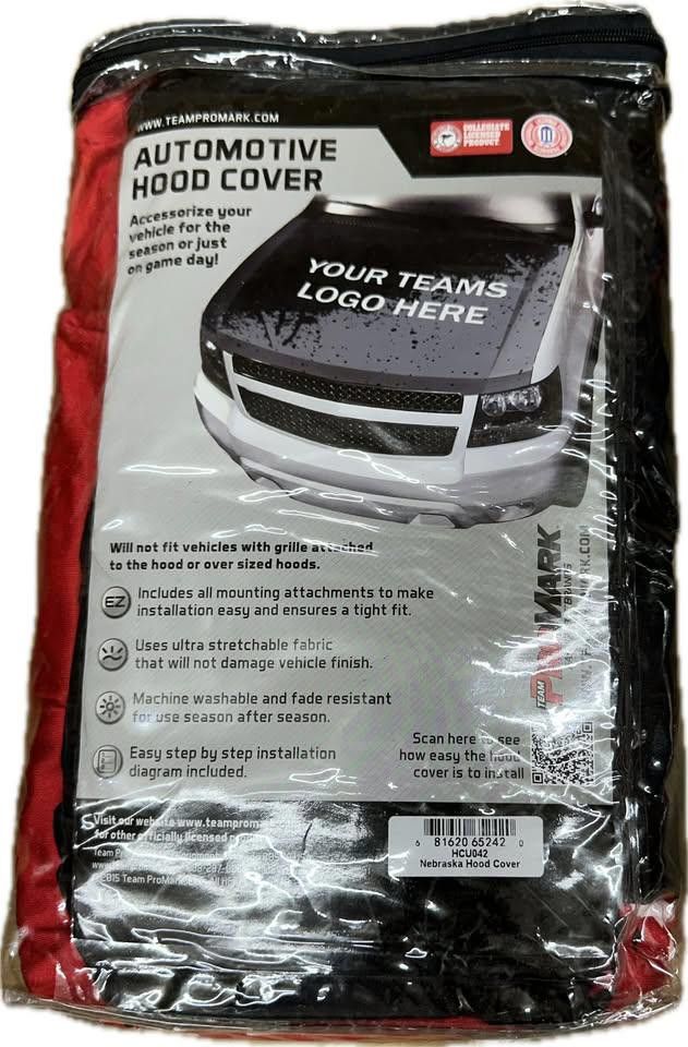 Designer Nebraska Cornhuskers Auto Hood Cover Size ONE SIZE - 2 Thumbnail