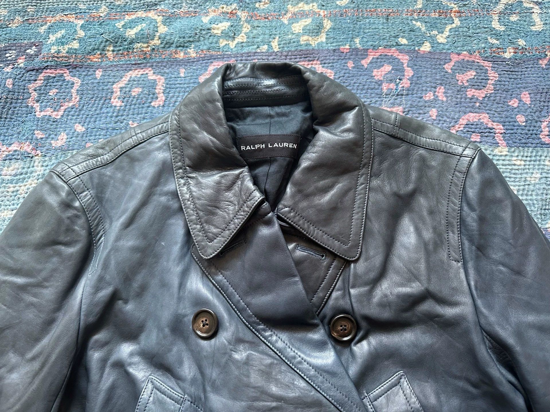 Polo Ralph Lauren Ralph Lauren RL RRL BL 740 Sheepskin Overcoat L Blue-Black Size US L / EU 52-54 / 3 - 3 Thumbnail