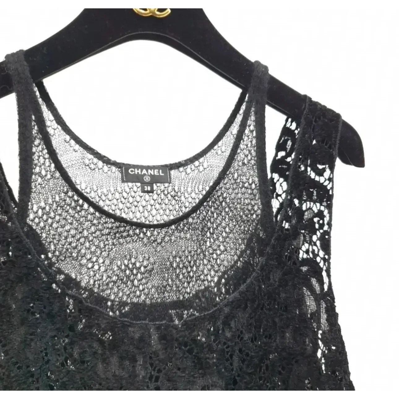 Chanel CHANEL COCO Button Rayon Cashmere Lace Knit Tank Top Sz.38 Size S / US 4 / IT 40 - 3 Thumbnail