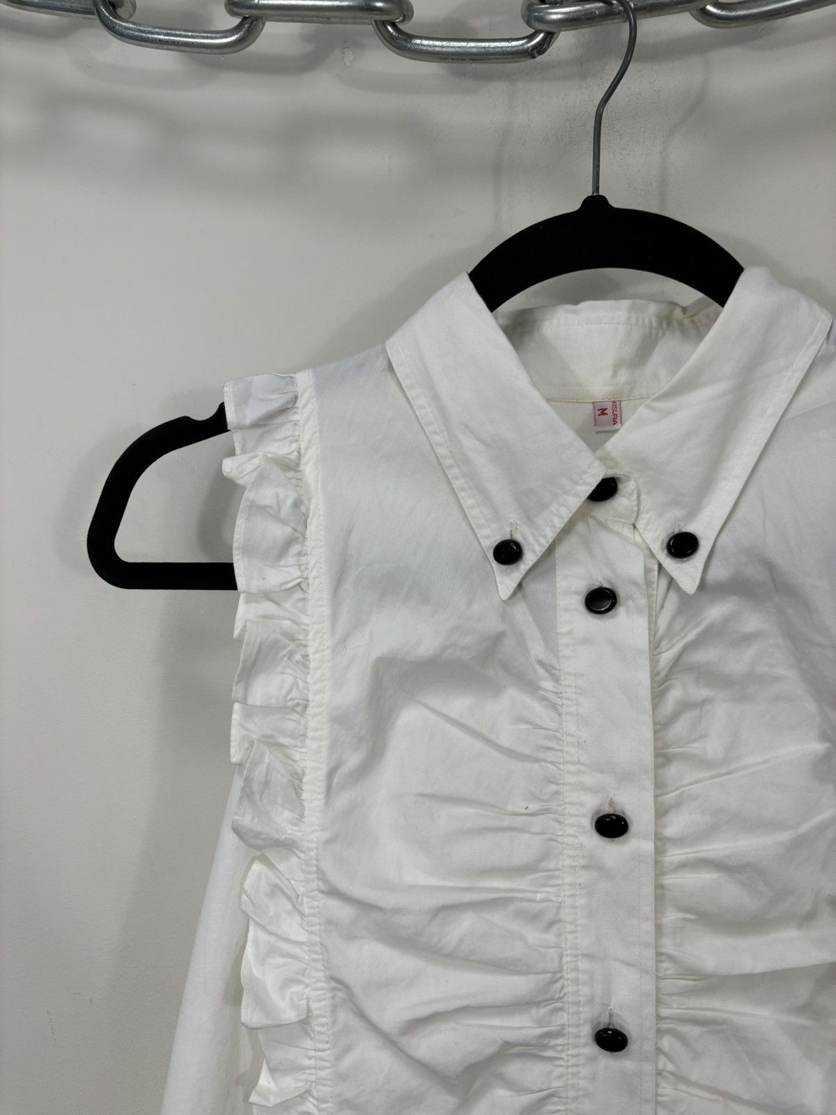 Moschino Vintage Moschino Women’s Ruffle Bib White Sleeveless Dress Size M / US 6-8 / IT 42-44 - 3 Thumbnail
