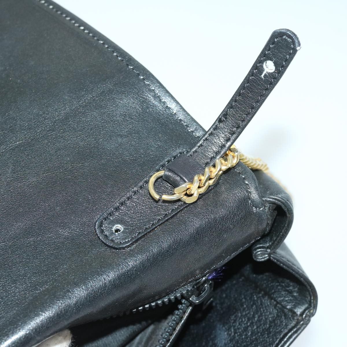 Celine CELINE Chain Shoulder Bag Leather Black Size ONE SIZE - 9 Thumbnail