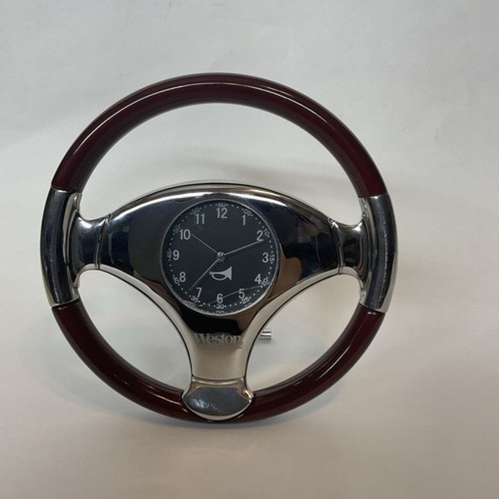 J.M. Weston Vintage Weston Chrome and Steering Wheel Desk Clock 6" FLAW Size ONE SIZE - 8 Thumbnail
