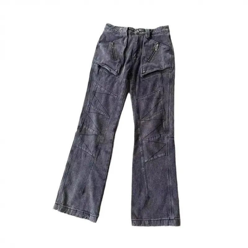Japanese Brand Straight leg wide leg patchwork fringed jeans Size US 30 / EU 46 - 5 Thumbnail
