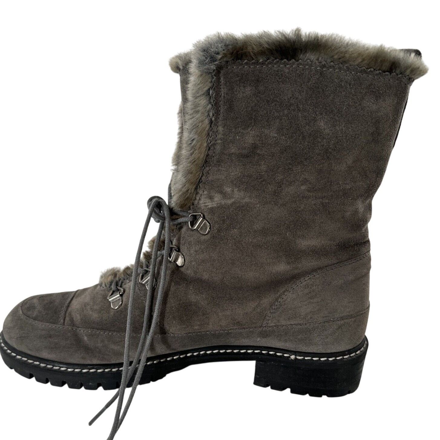 Stuart Weitzman Stuart Weitzman Designer Gray Suede Faux Fur Boots 7.5 Moto Size US 7.5 / IT 37.5 - 5 Thumbnail
