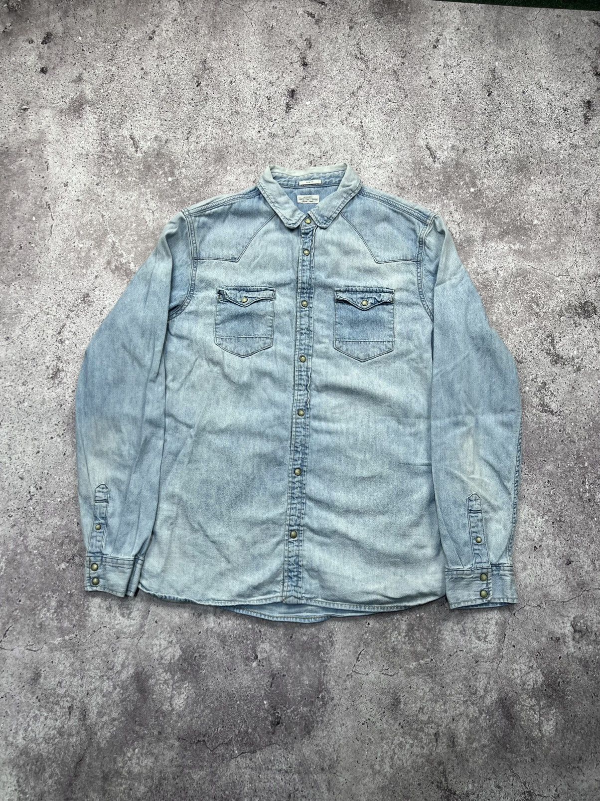 Allsaints Allsaints Vintage Denim Western Snap Labour Shirt y2k jeans Size US XL / EU 56 / 4 - 1 Thumbnail