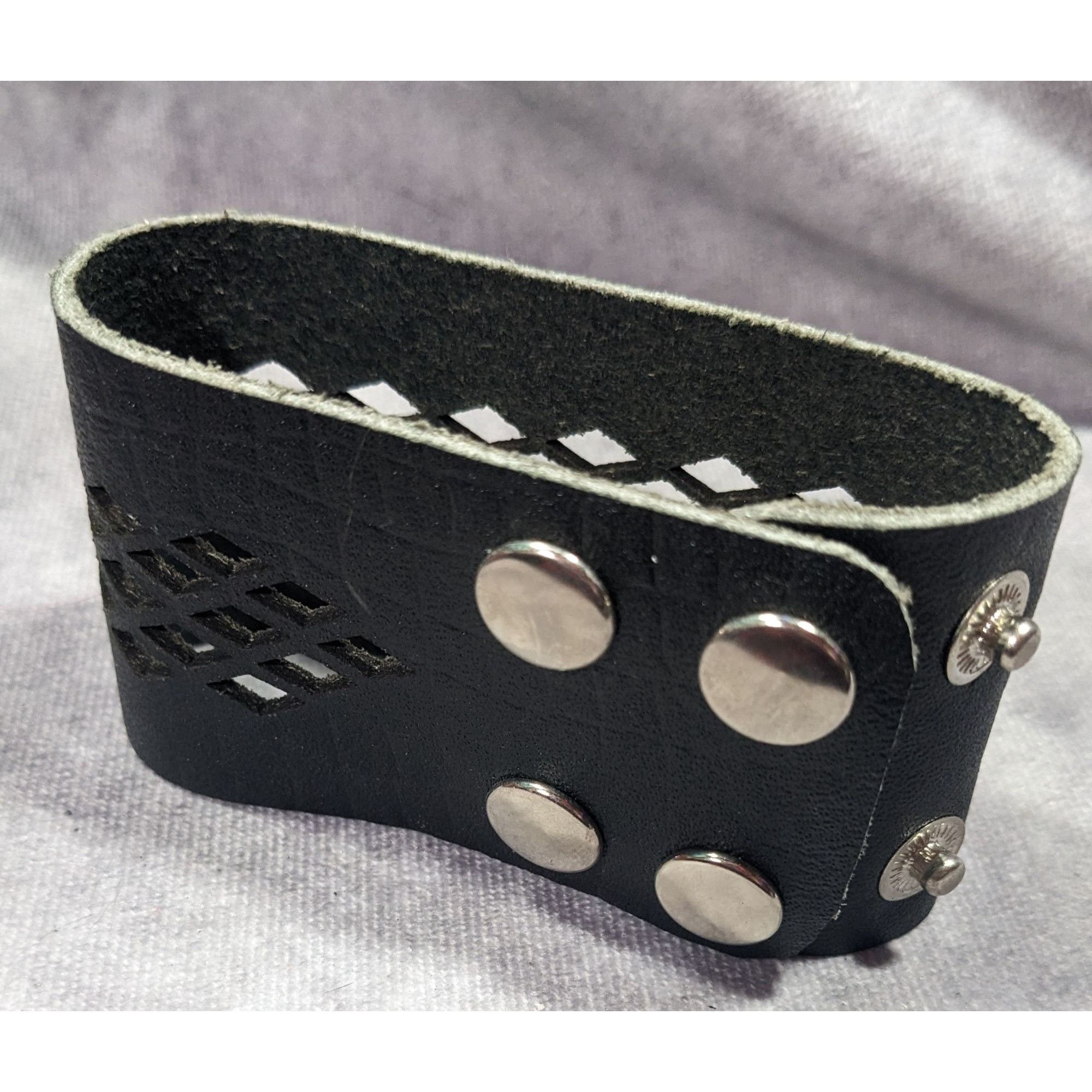 Other Gothic Black Faux Leather Lattice Cutout Bracelet Size ONE SIZE - 7 Thumbnail