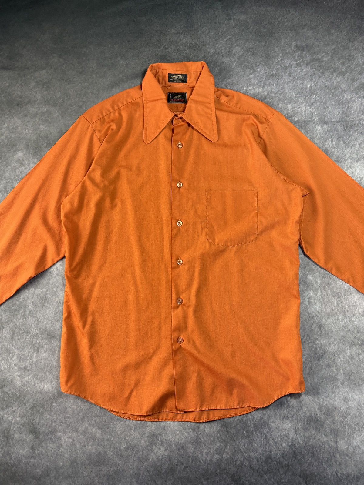 Vintage 1970s Vintage Shirt Dog Collar Disco Orange Forsyth Perma Pr Size US S / EU 44-46 / 1 - 6 Thumbnail