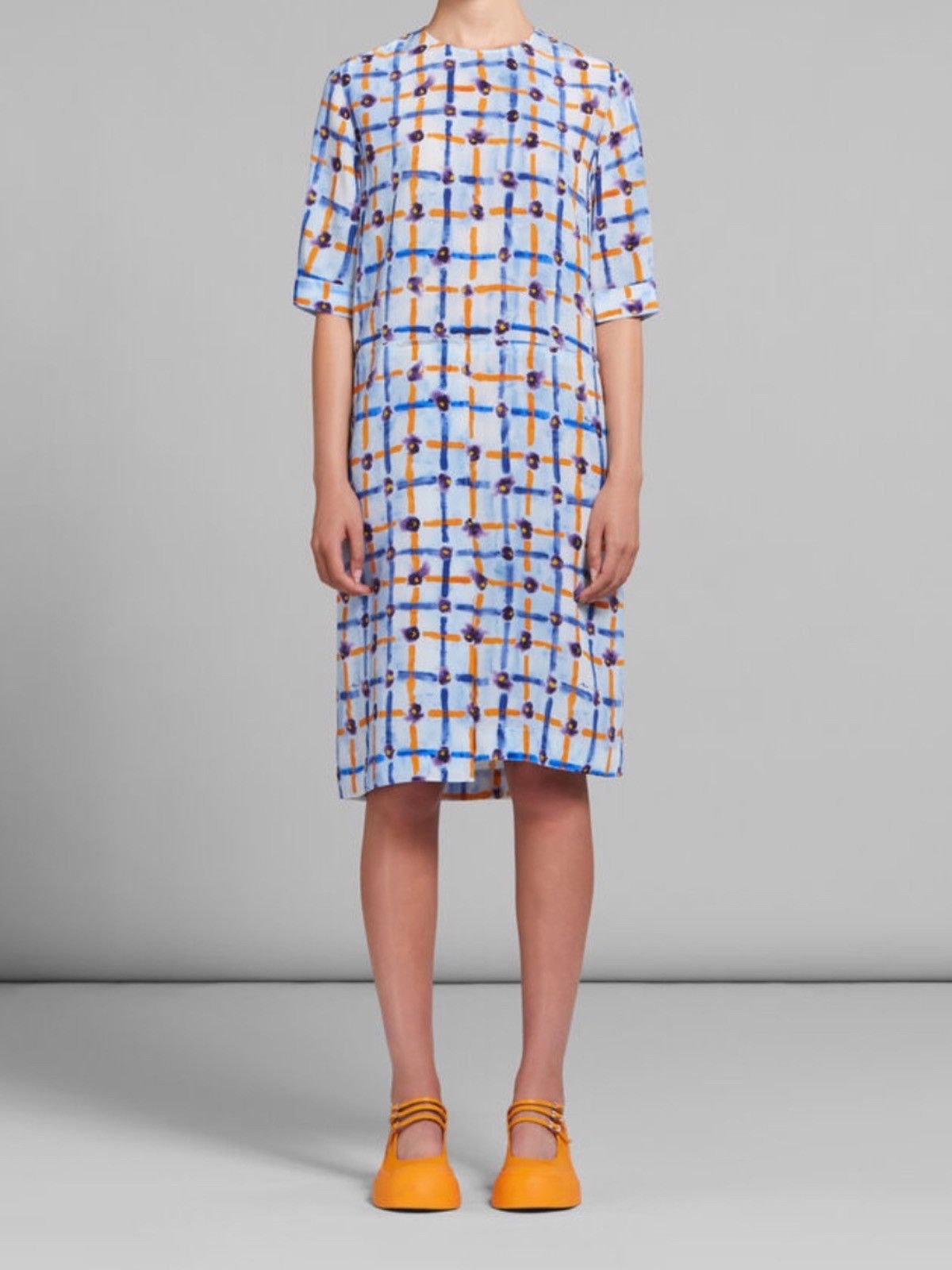 Marni oc11z0525 Shift Print Dress in Blue Size S / US 4 / IT 40 - 2 Thumbnail