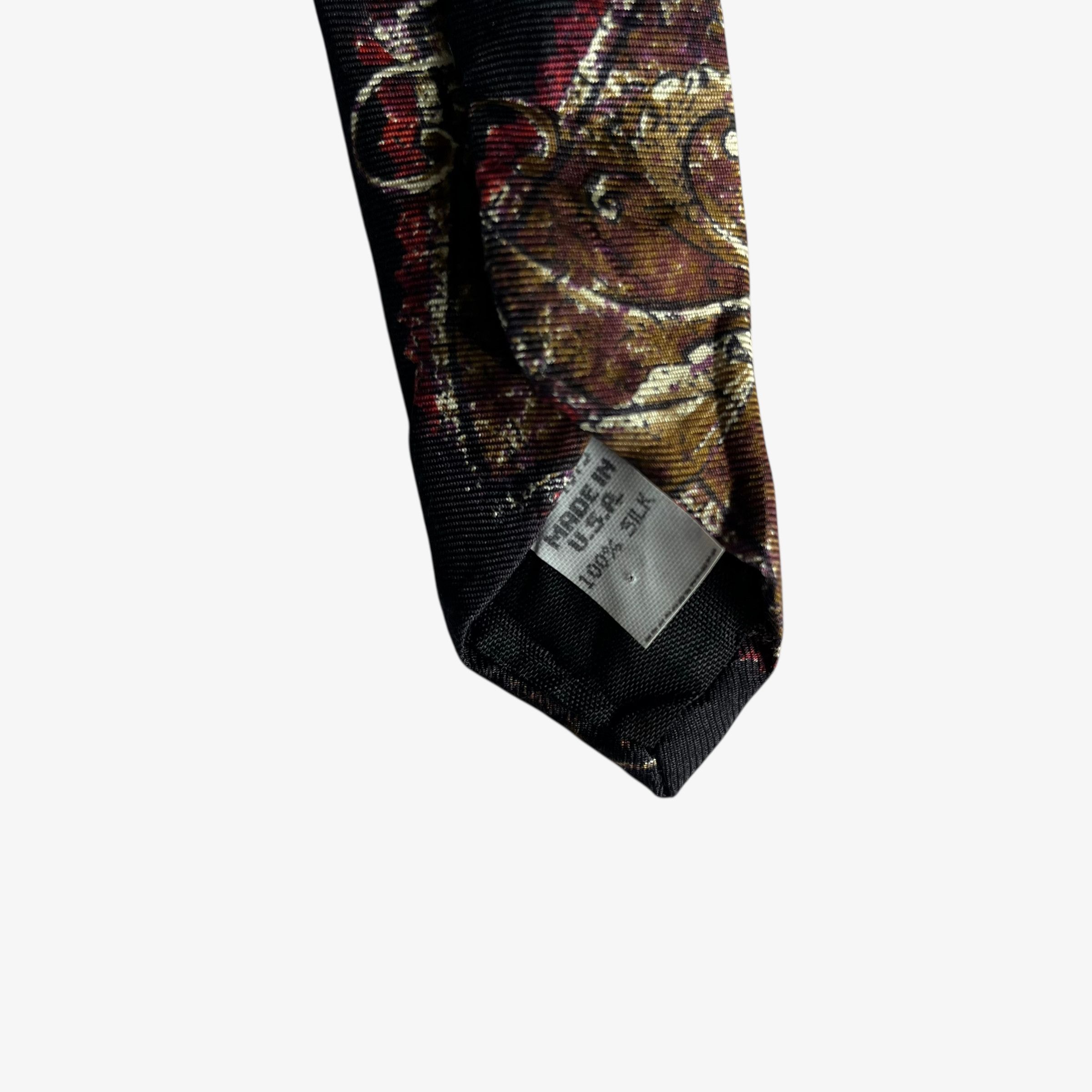 Oscar De La Renta Vintage 80s Oscar De La Renta Floral Print Black Silk Tie Size ONE SIZE - 3 Thumbnail