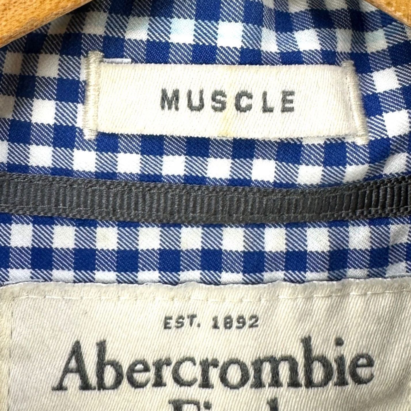 Abercrombie & Fitch Abercrombie & Fitch Shirt Button Down Mens 2XL Blue White Gingham Check Muscle Fit Size US XXL / EU 58 / 5 - 5 Thumbnail