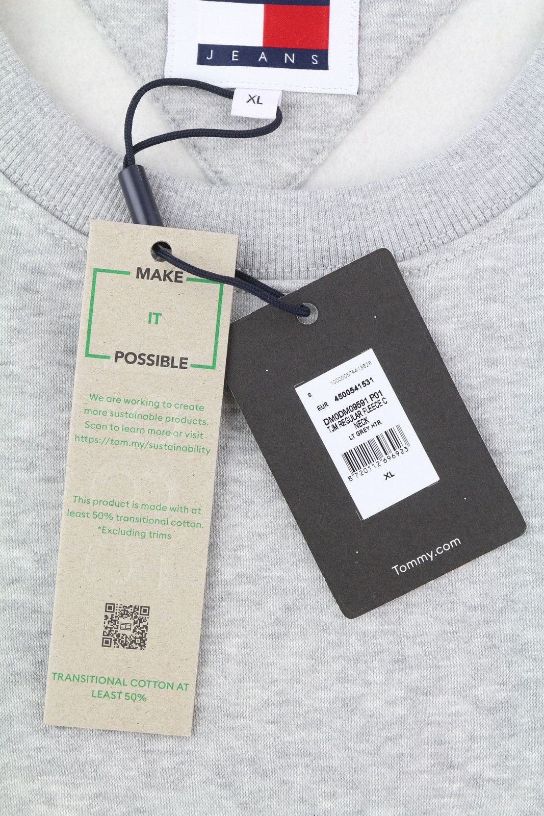 Tommy Hilfiger REGULAR FLEECE C NECK XL Melange Grey Pullover Top 85172 Size US XL / EU 56 / 4 - 6 Thumbnail