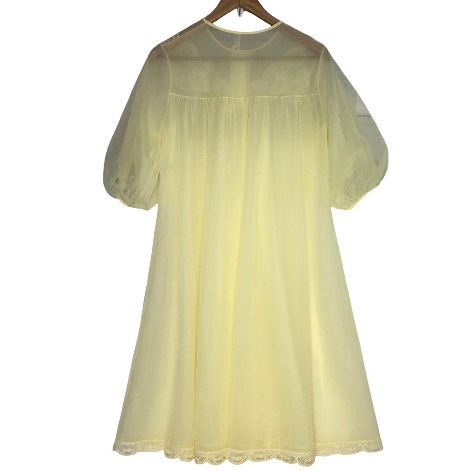 Other VTG SHADOWLINE Nylon Night Gown Peignoi Size S Yellow Sheer Size S / US 4 / IT 40 - 14 Thumbnail