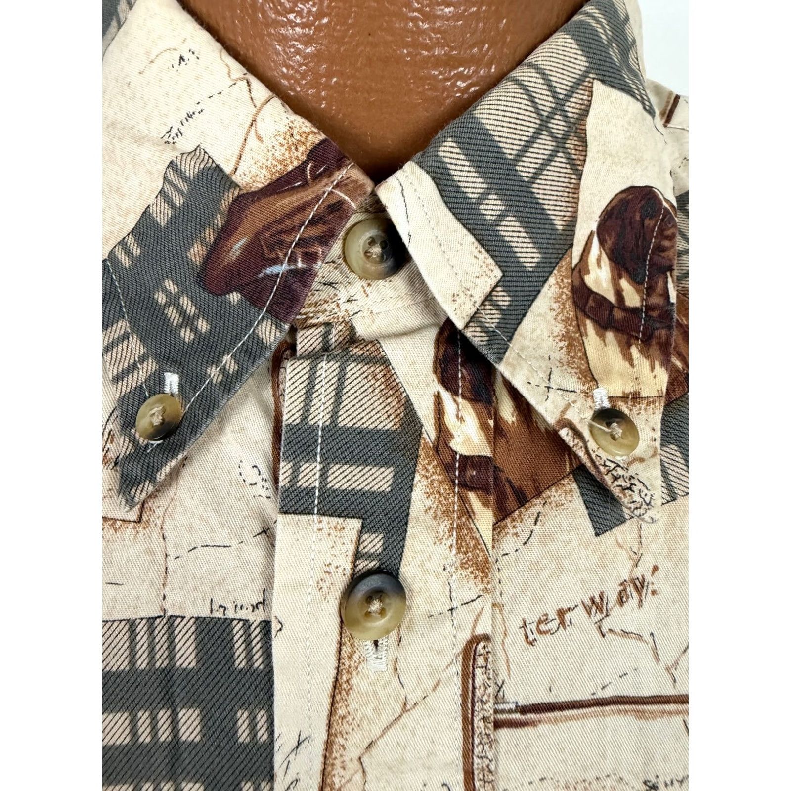 Nautica VINTAGE Nautica Shirt Men XL Beige 90s Hunting Dog Graphic Print Button-Up Oversized Collection Retro Hipster Weathered Mens Size US XL / EU 56 / 4 - 3 Thumbnail