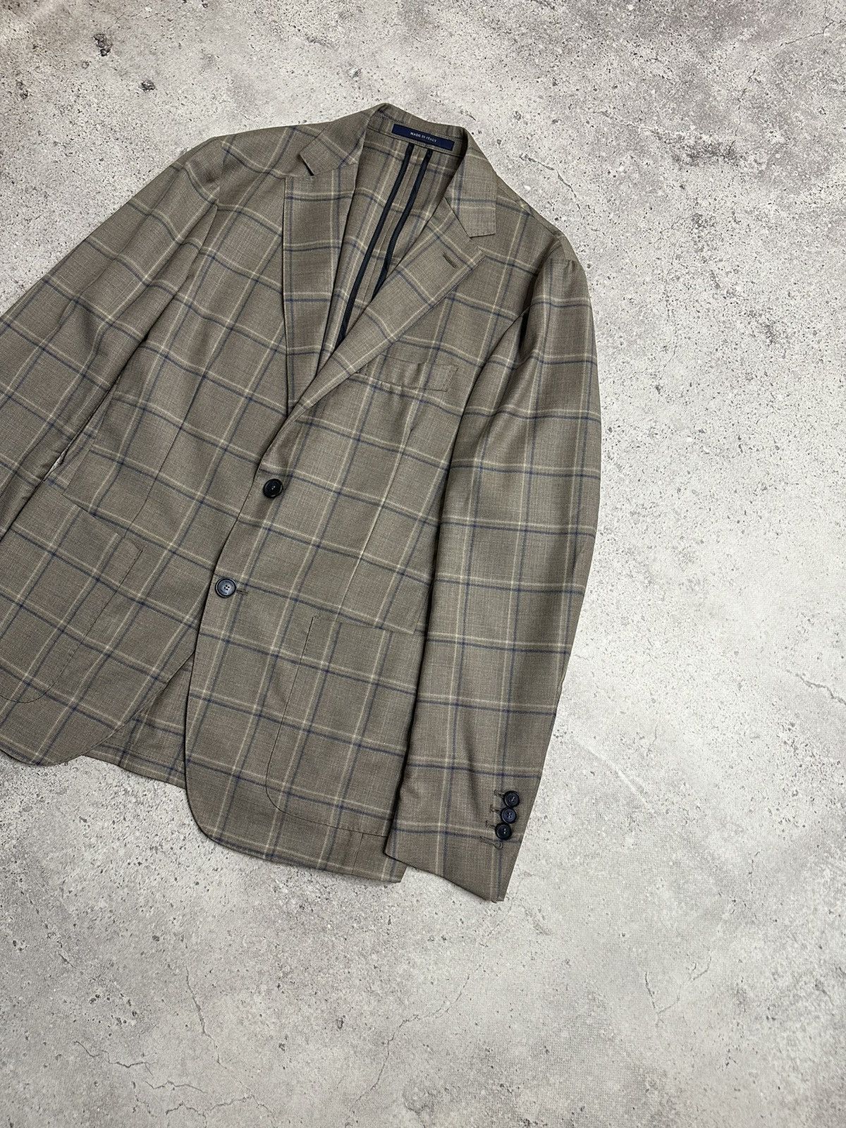 Boggi Boggi Milano Reda 1865 Light Beige Plaid Wool Blazer Size US S / EU 44-46 / 1 - 4 Thumbnail