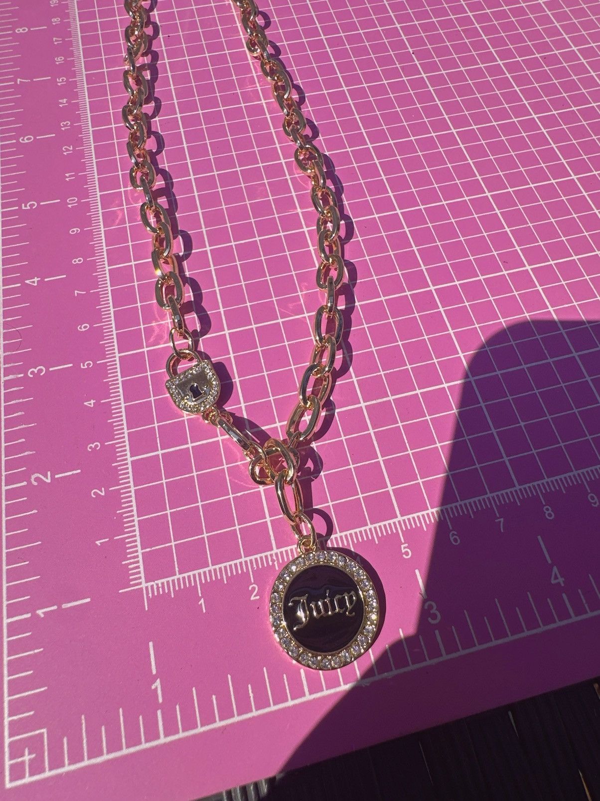 Juicy Couture Juicy Couture gold chain black charm logo diamonds paved Size ONE SIZE - 5 Thumbnail