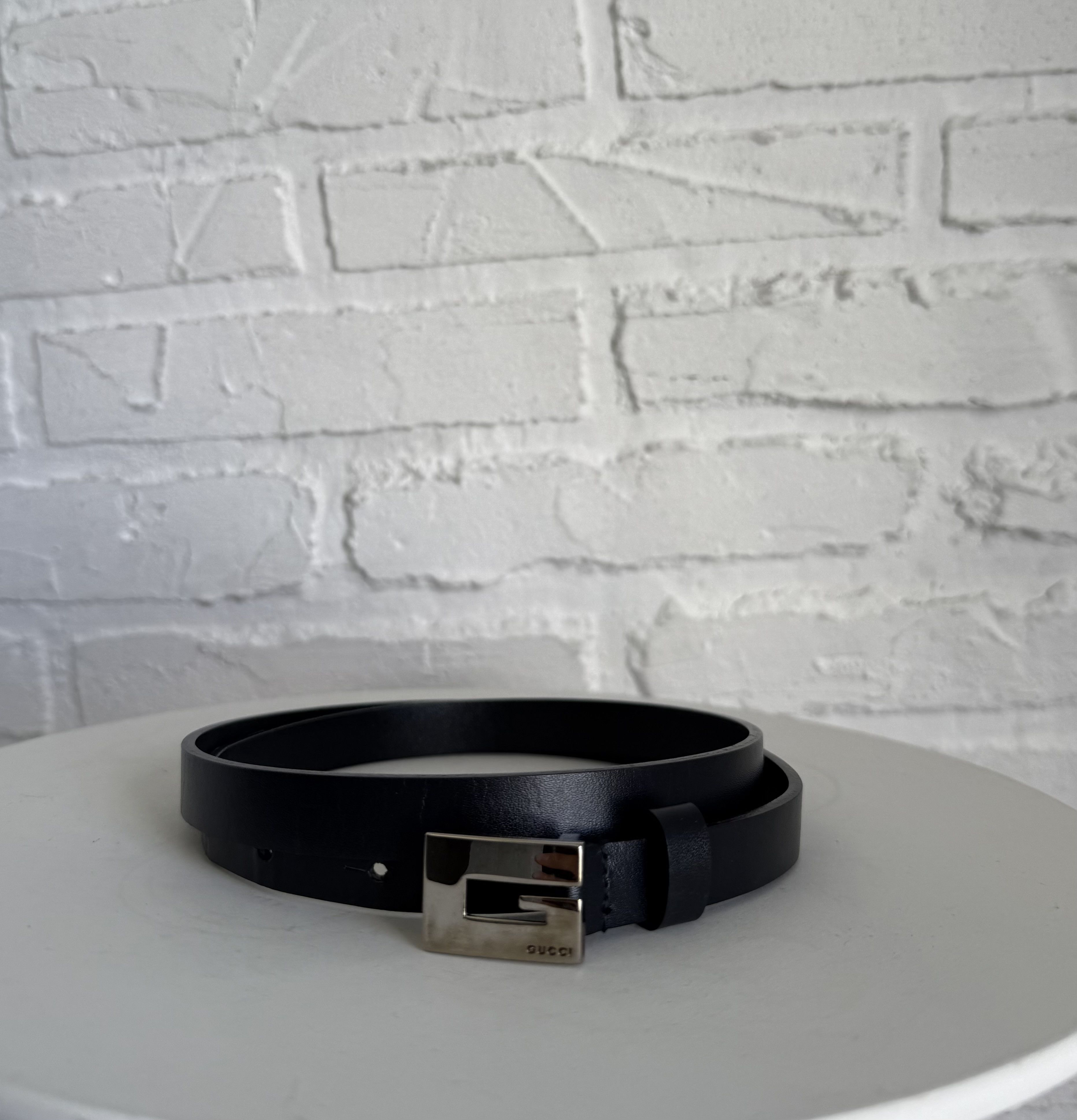 Gucci Thin Leather Belt with Bamboo Buckle Black Silver Size 90/36 Gucci Bamboo-Trimmed Leather Belt - Black | Editorialist main image 4