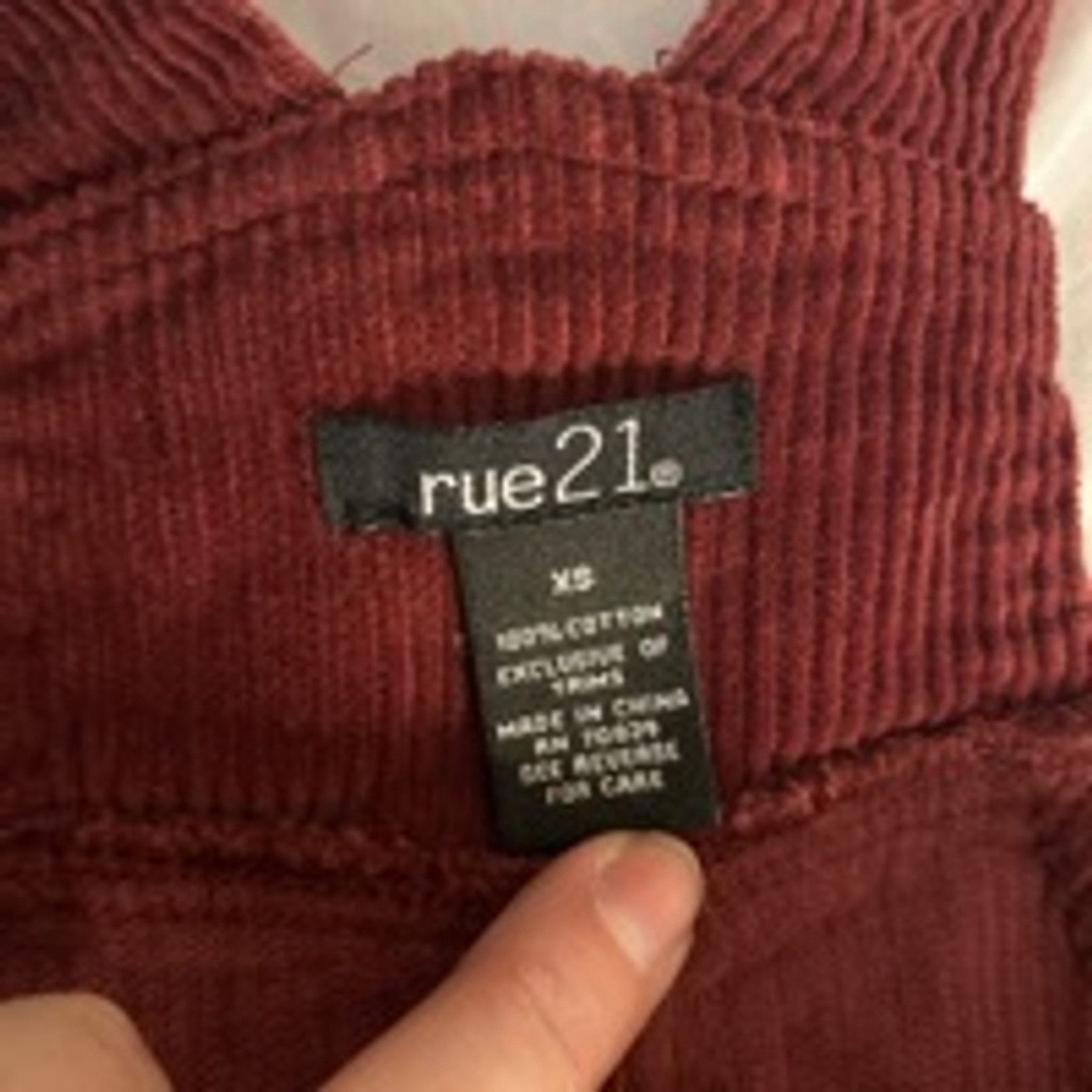Other Rue21 Corduroy Pinafore Dress Button Front Maroon XS Size XS / US 0-2 / IT 36-38 - 3 Thumbnail