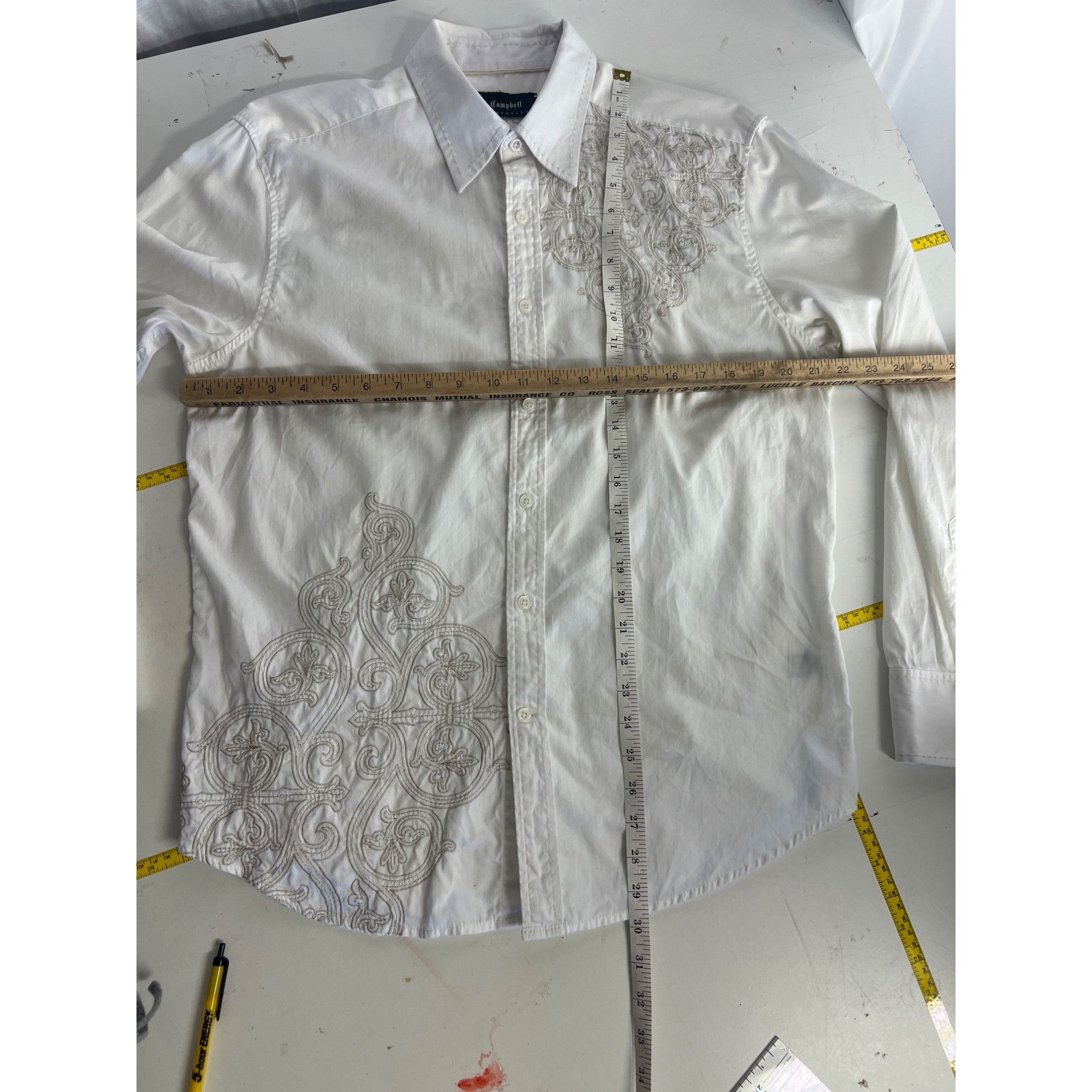 Other J. Campbell Los Angeles White Embroidered Button-Up Shirt L Size US L / EU 52-54 / 3 - 4 Thumbnail