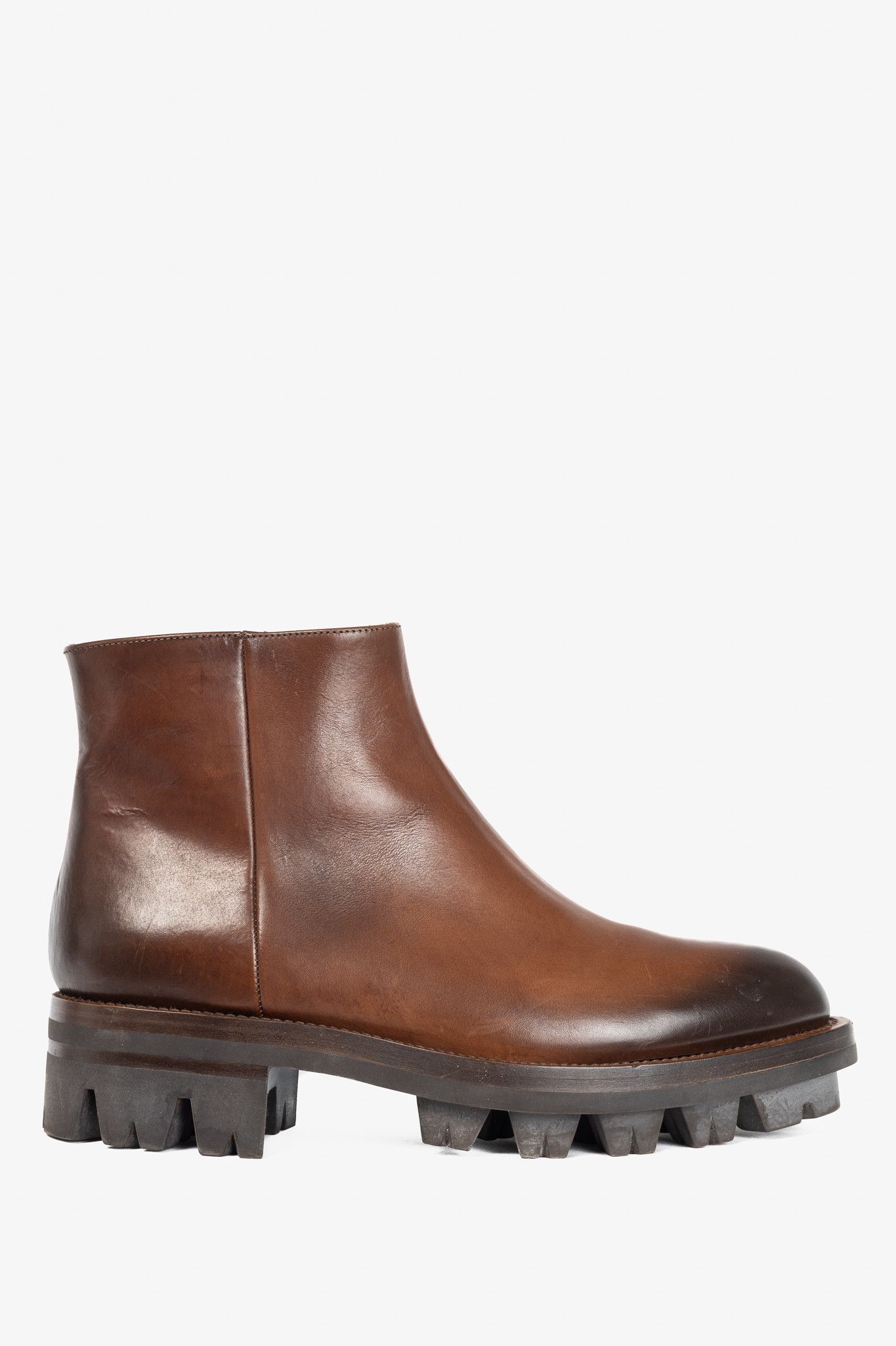 Prada Prada Brown Leather Zip Ankle Boots Size US 10 / IT 40 - 1 Thumbnail