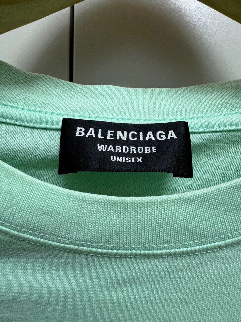Balenciaga Balenciaga Mint Green Front and Back Embroidered Short Sle Size US S / EU 44-46 / 1 - 3 Thumbnail