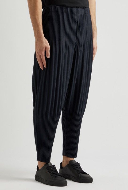 Issey Miyake Homme Plisse Issey Miyake Blue Black Pleated Cropped Pants Size US 34 / EU 50 - 2 Thumbnail