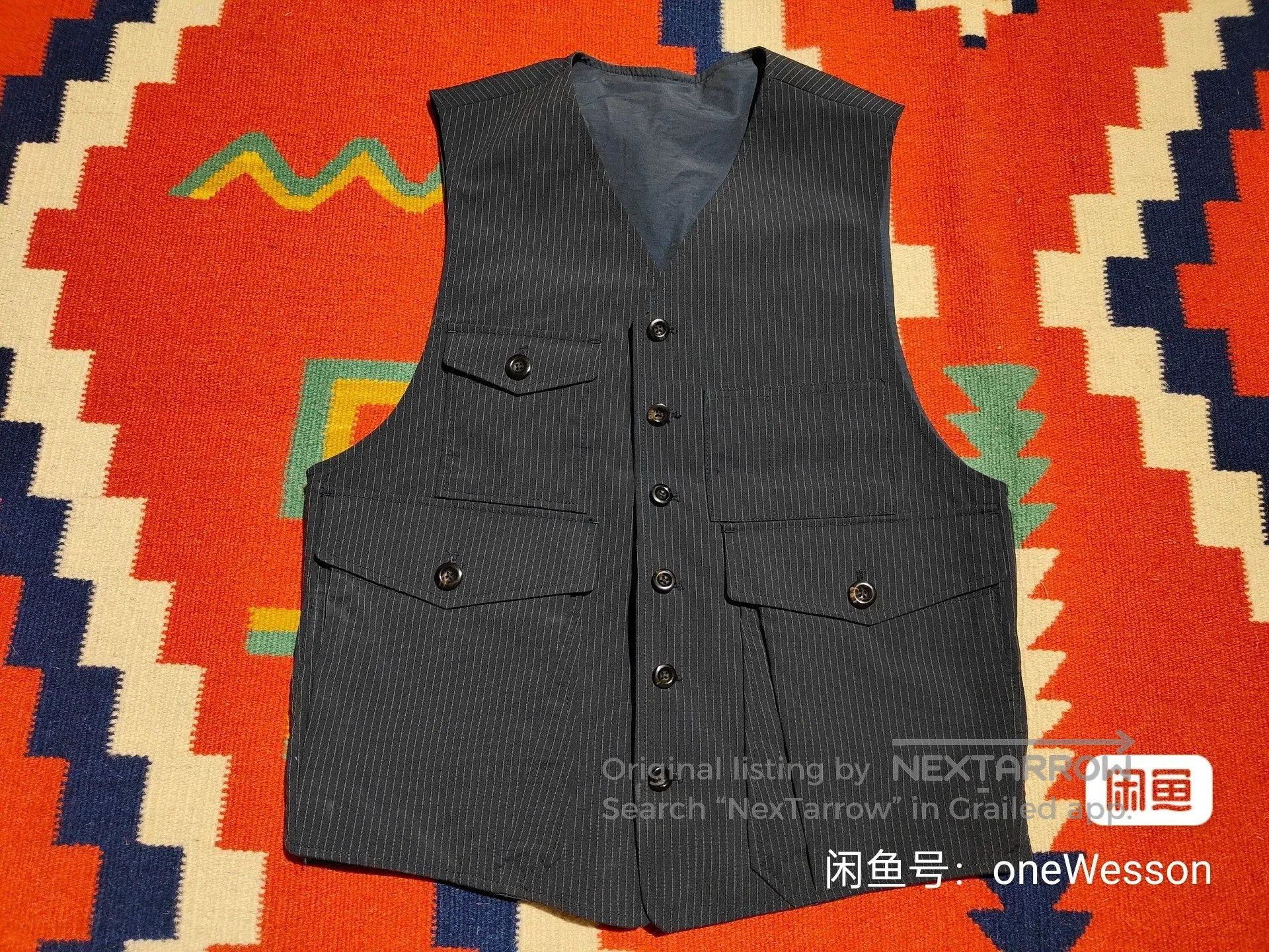RRL Ralph Lauren Reversible Striped Work Vest for Men. Size US M / EU 48-50 / 2 - 1 Thumbnail