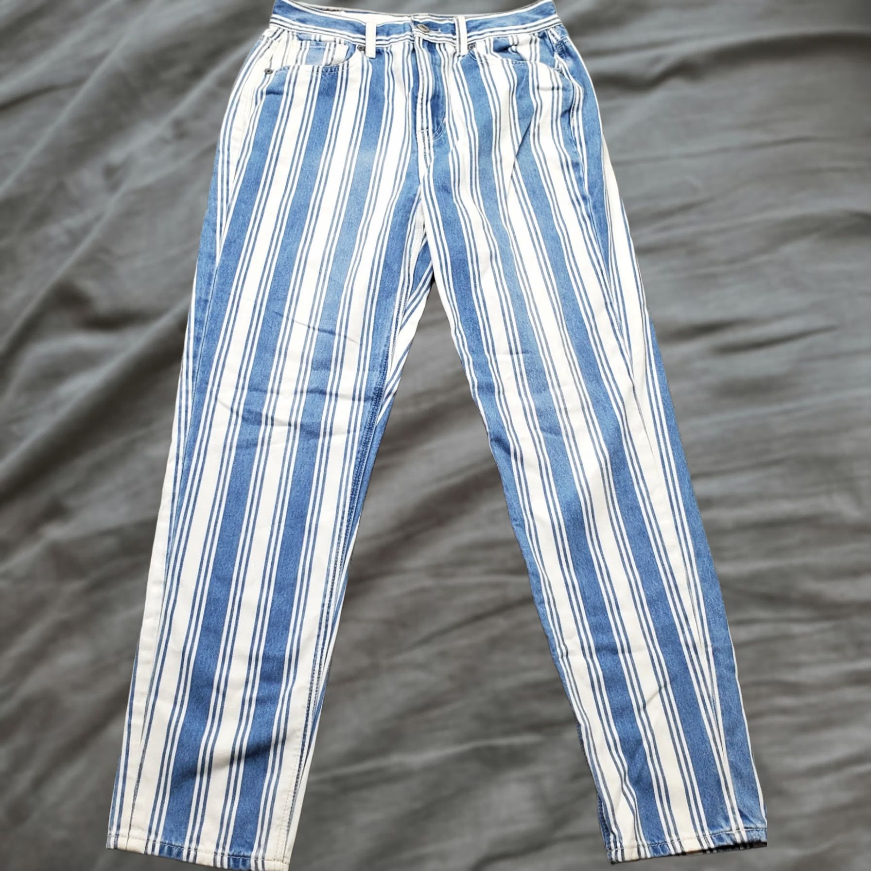 American Eagle Outfitters American Eagle Outfitters Mom Jeans Womens 4 Multicolor Striped Skinny Fit Jeans Size 27" / US 4 / IT 40 - 1 Thumbnail