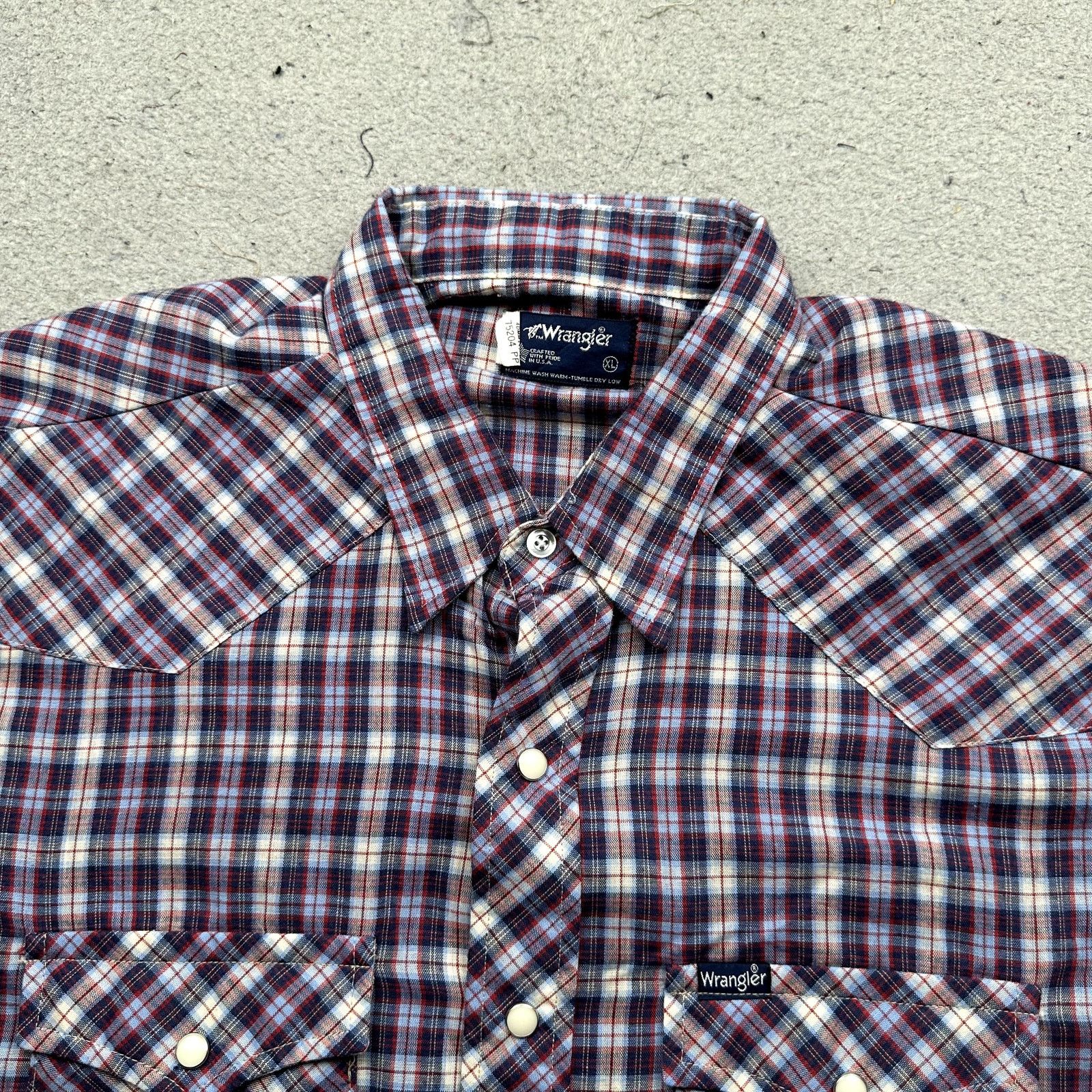 Wrangler Vintage 80s Wrangler Western Pearl Snap Plaid Shirt Mens XL Size US XL / EU 56 / 4 - 9 Thumbnail