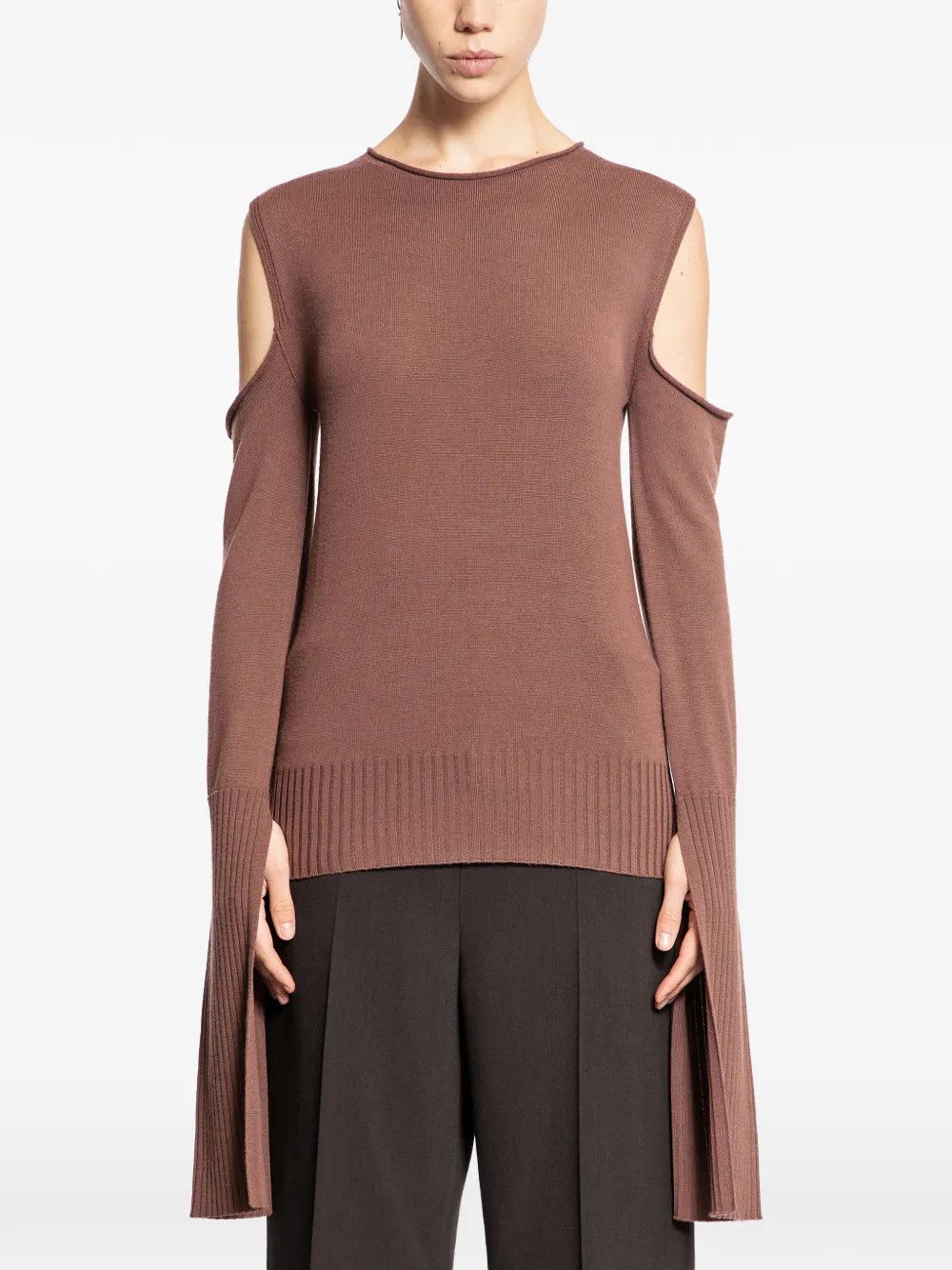 Rick Owens o1y0126 Wool Sweater in Chocolate Brown Size L / US 10 / IT 46 - 1 Thumbnail