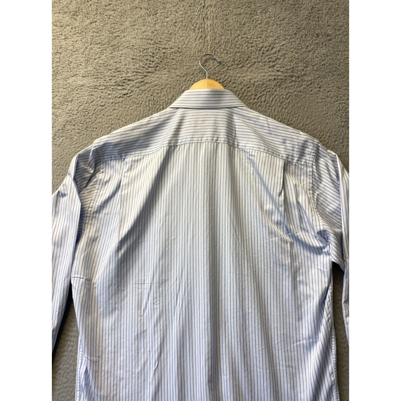 Canali VINTAGE Canali Dress Shirt Men's Blue 16.5 Regular Long Sleeve Button Striped Formal Size 42R - 6 Thumbnail